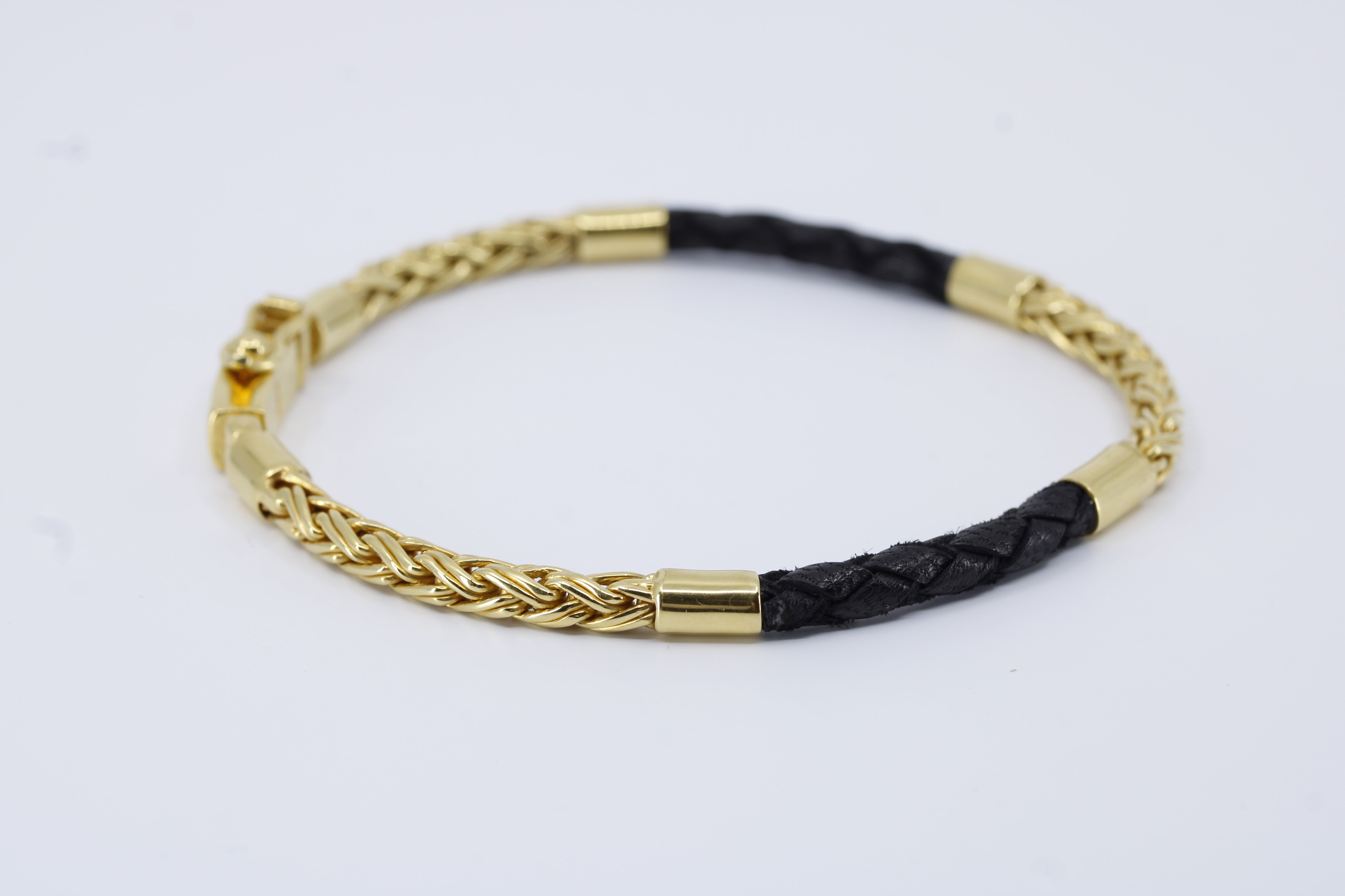 Casa Bali 18K Gold Vermeil Braided Chain & Leather Bracelet