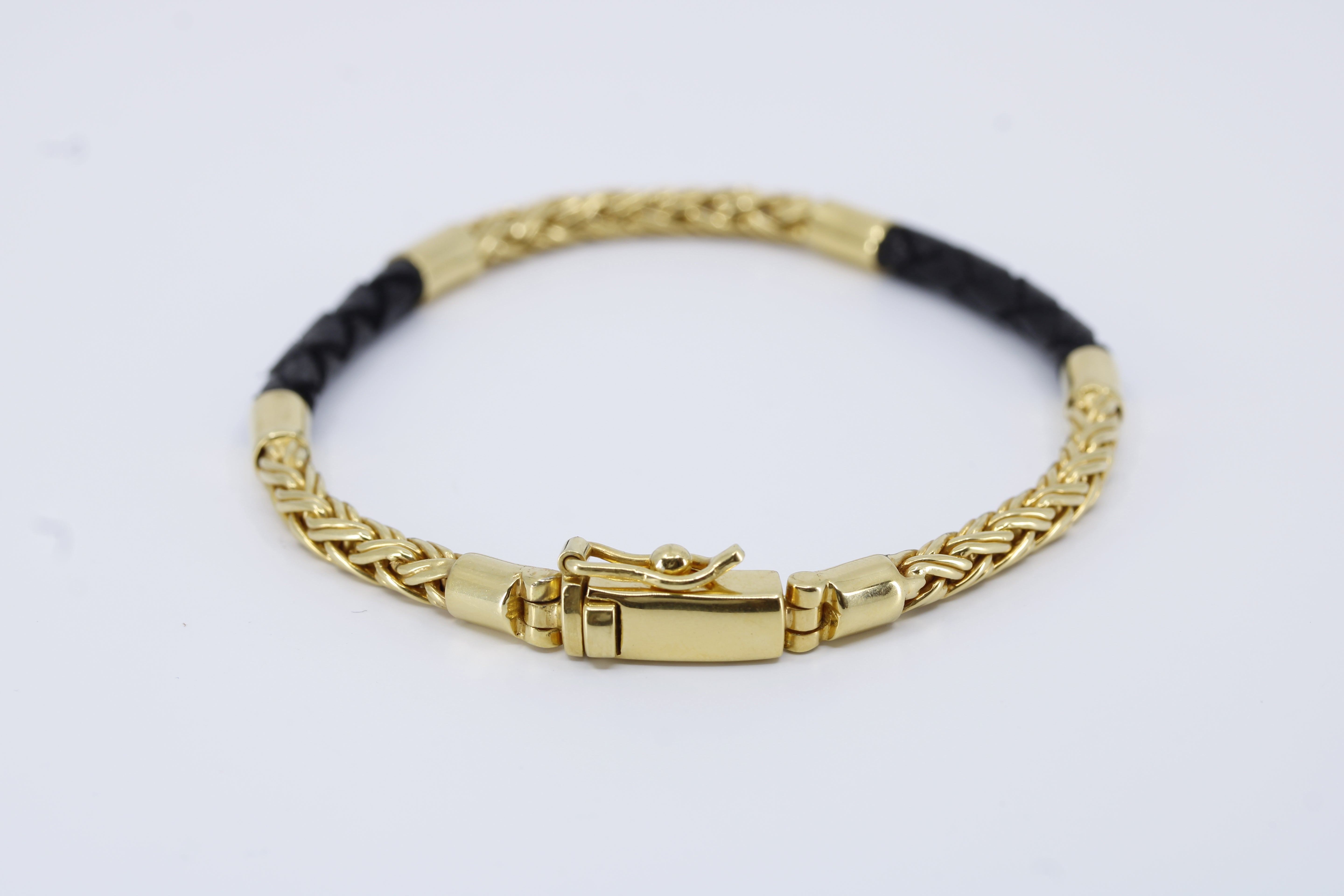Casa Bali 18K Gold Vermeil Braided Chain & Leather Bracelet