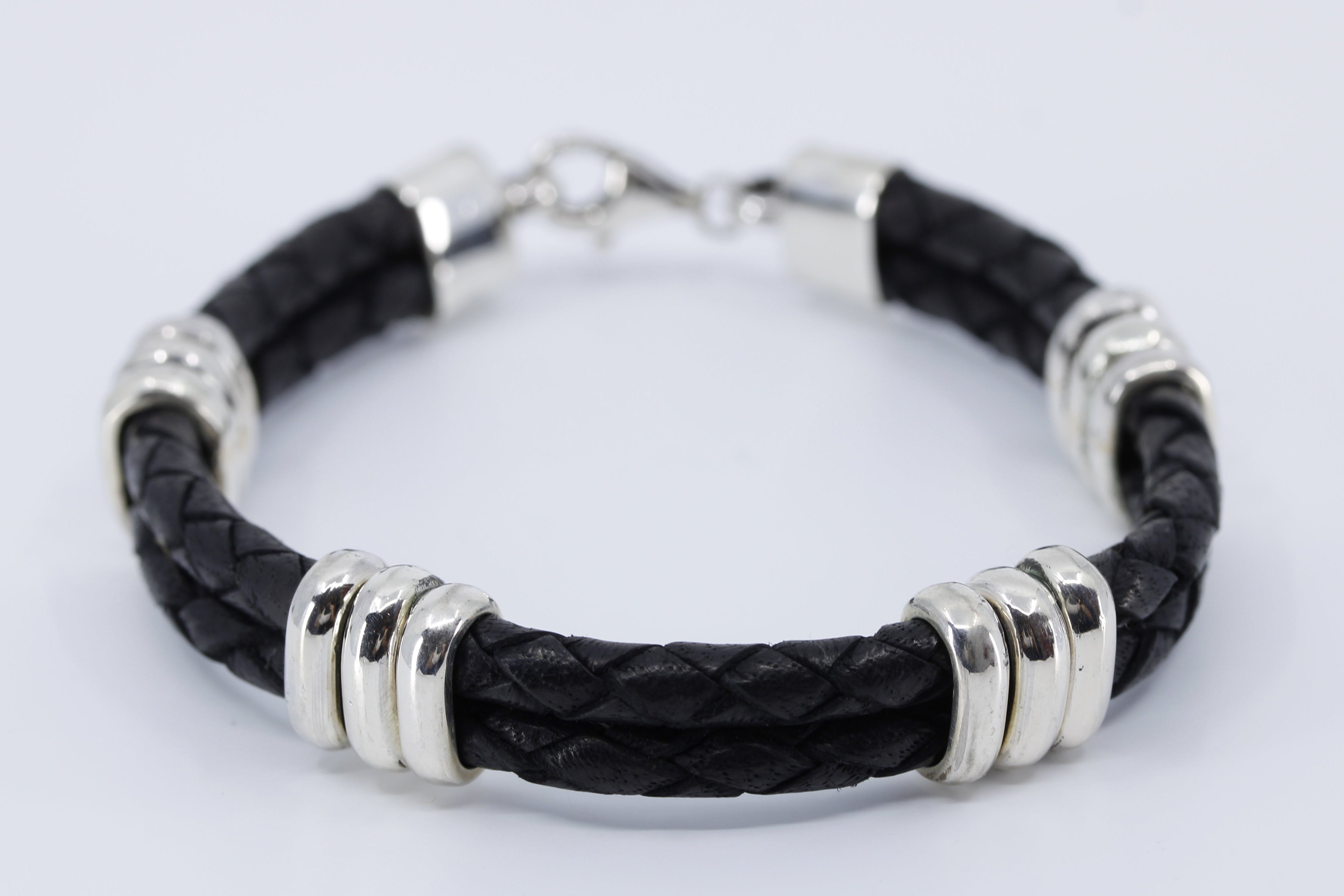 NOVA Braided Leather Bracelet with Tri Accent