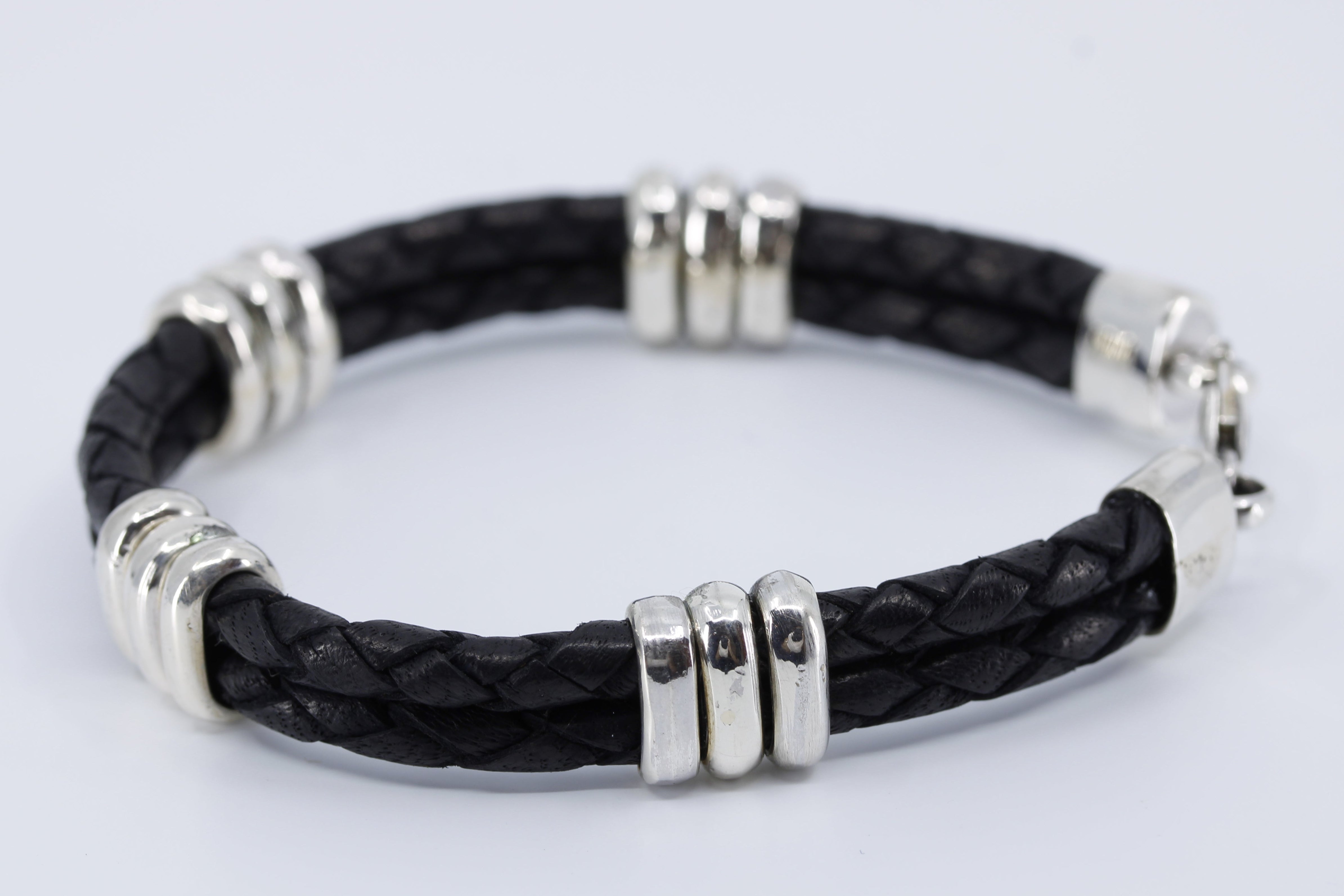 NOVA Braided Leather Bracelet with Tri Accent