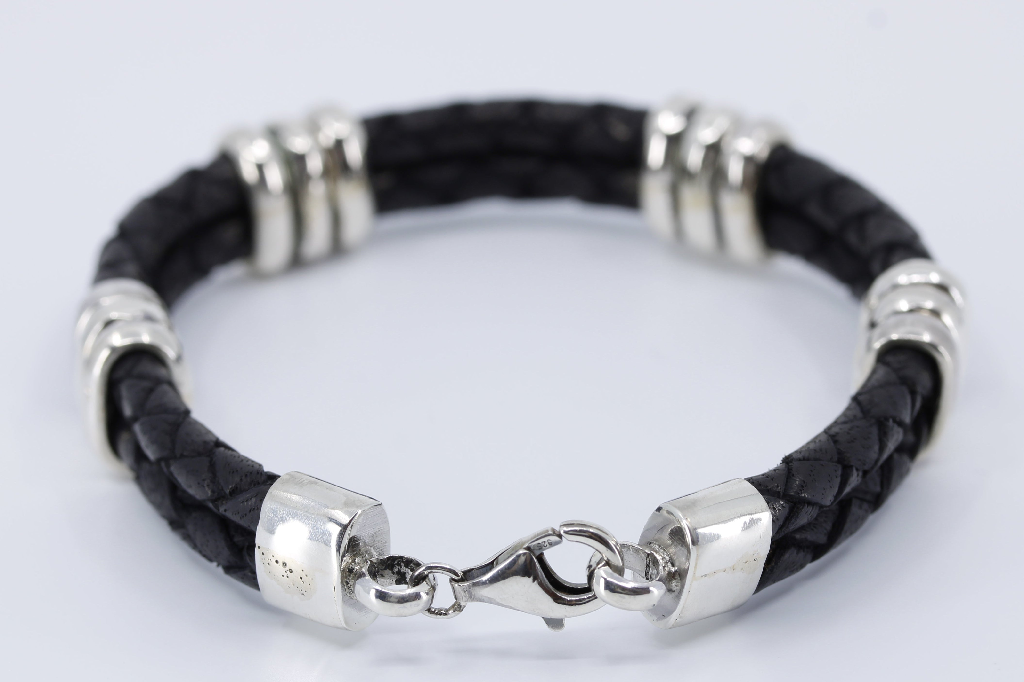 NOVA Braided Leather Bracelet with Tri Accent