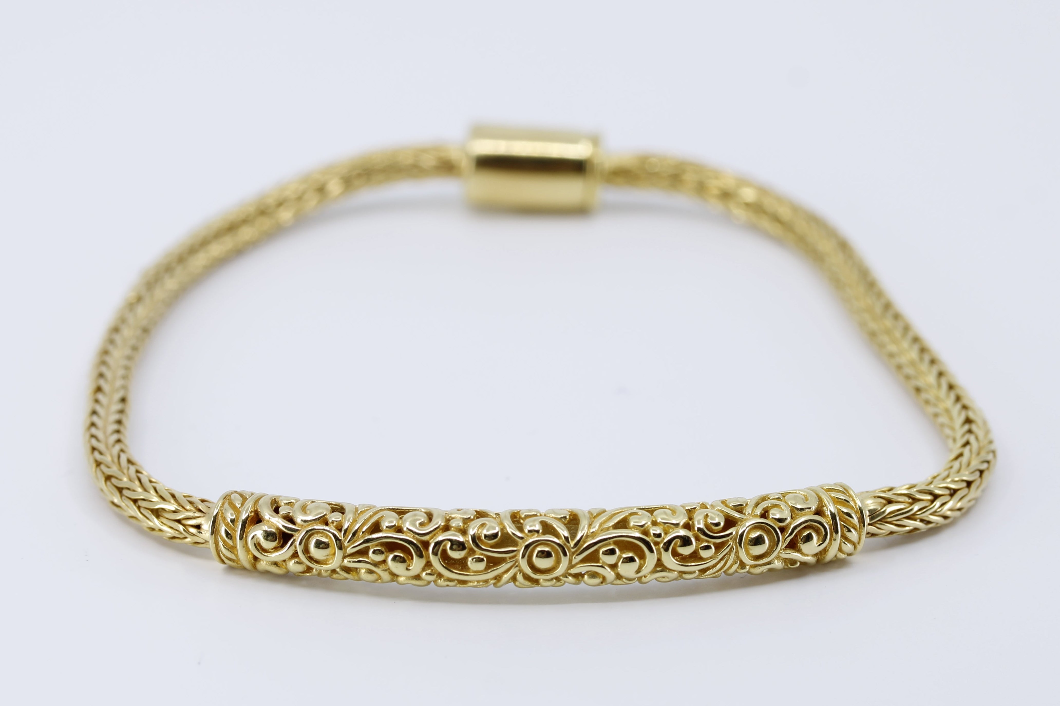 SREYA 18K Gold Vermeil Carved Station Bracelet