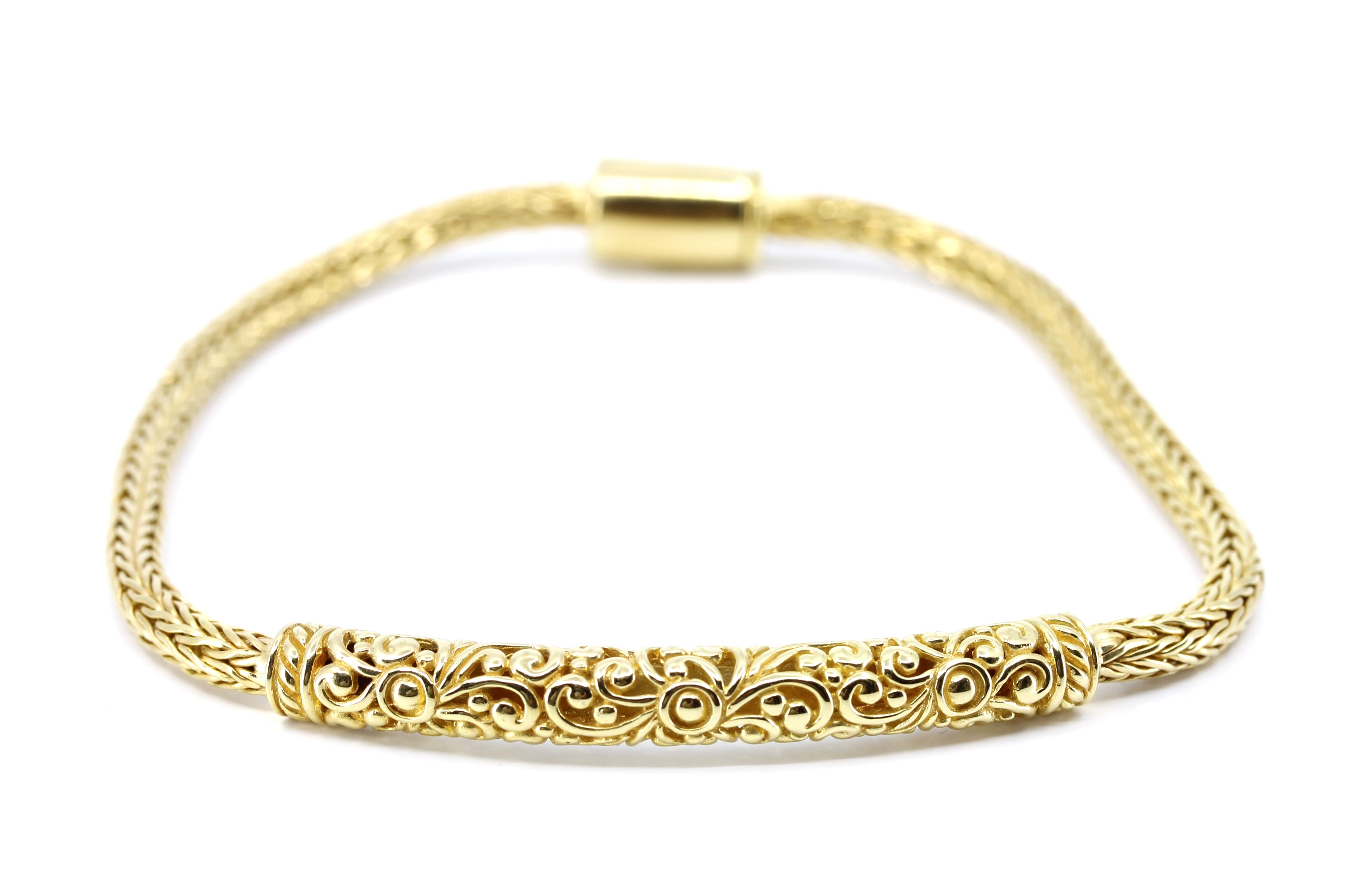 SREYA 18K Gold Vermeil Carved Station Bracelet
