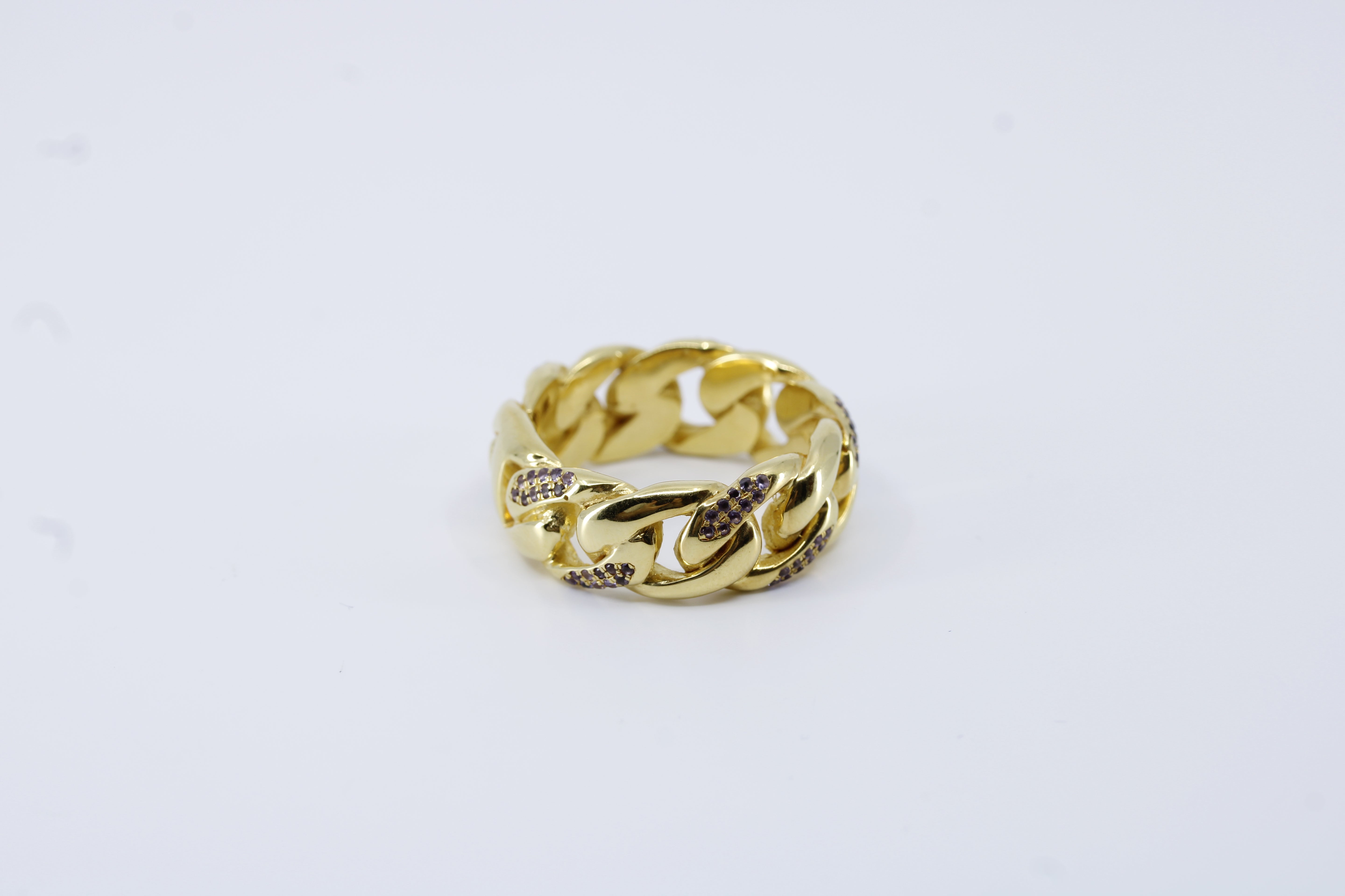 Casa Bali 18K Gold Vermeil Amethyst Curb Chain Ring