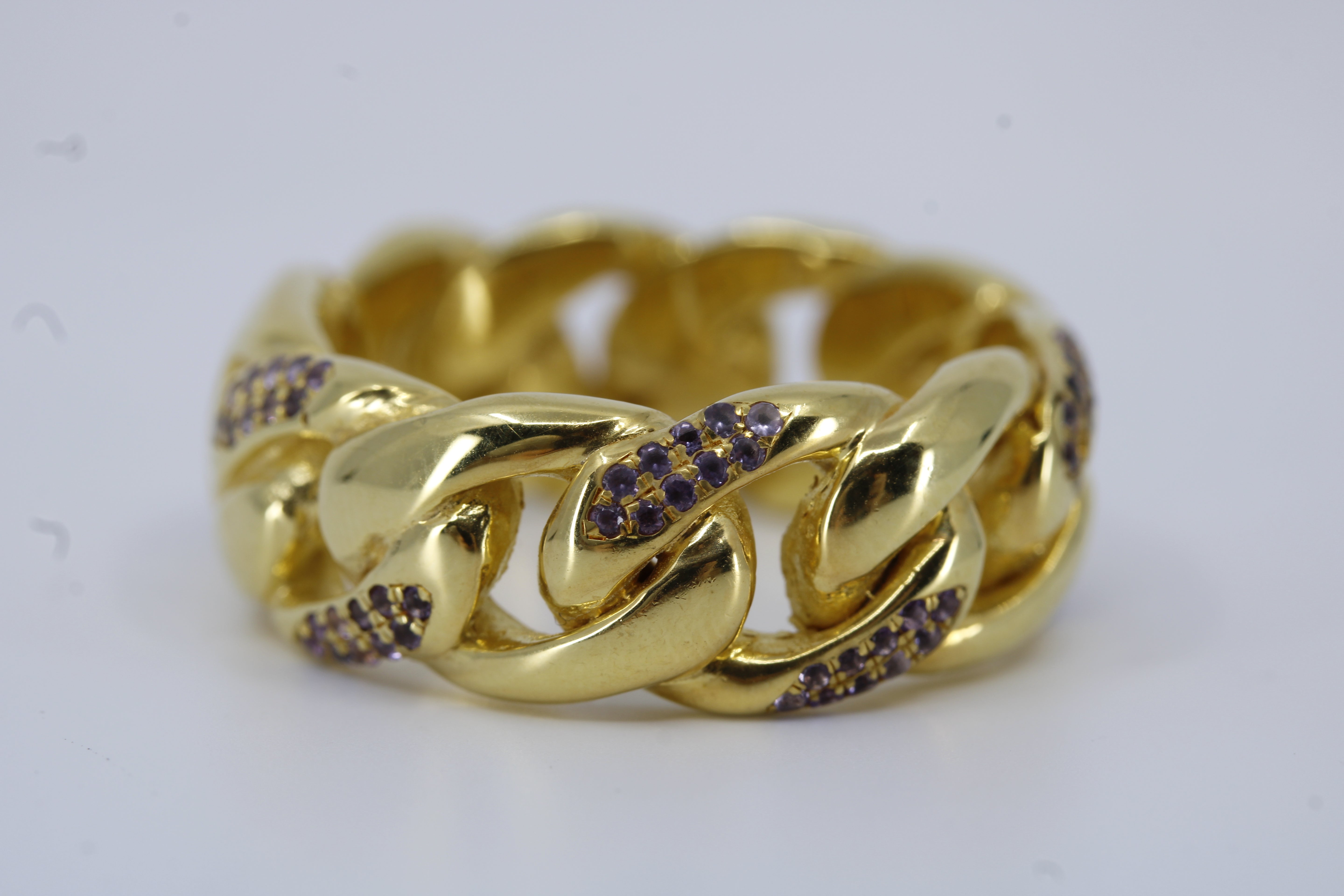 Casa Bali 18K Gold Vermeil Amethyst Curb Chain Ring