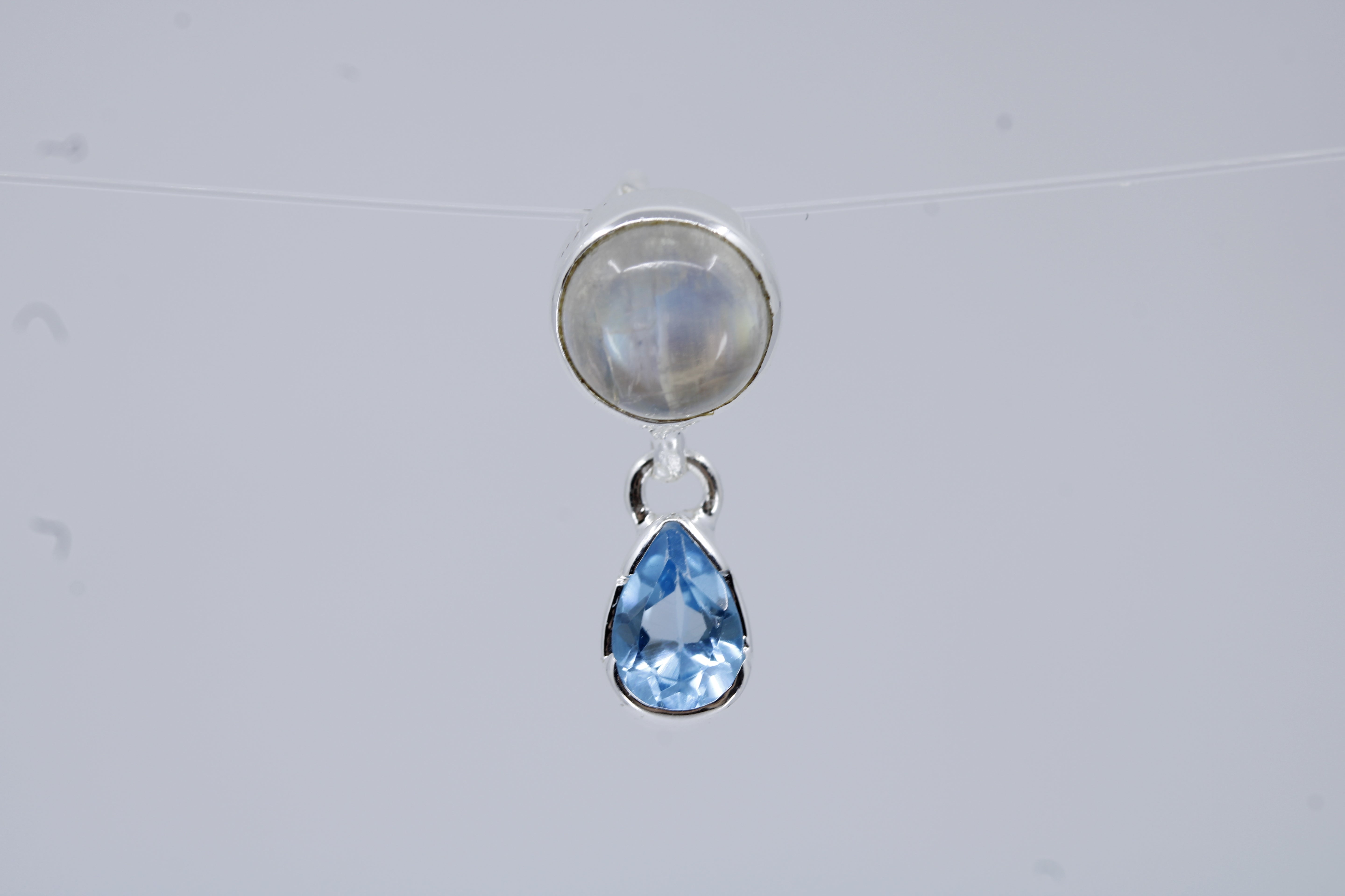 Luce Moonstone Drop Earrings with Blue Topaz