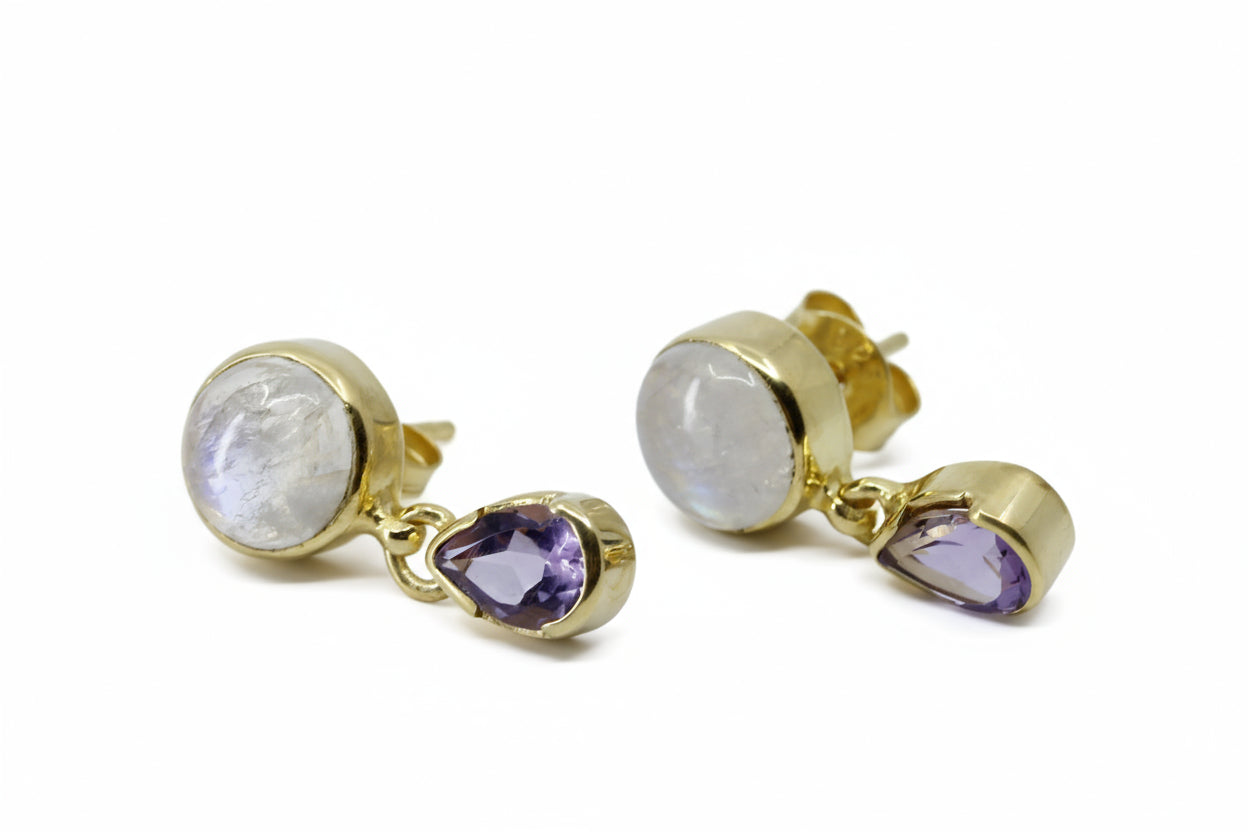 AURORA 18K Gold Vermeil Amethyst Drop Earrings