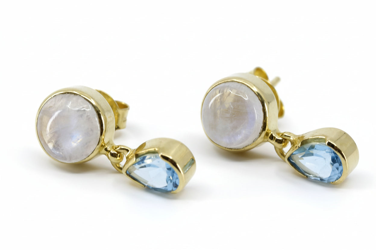 AURORA 18K Gold Vermeil Blue Topaz Drop Earrings