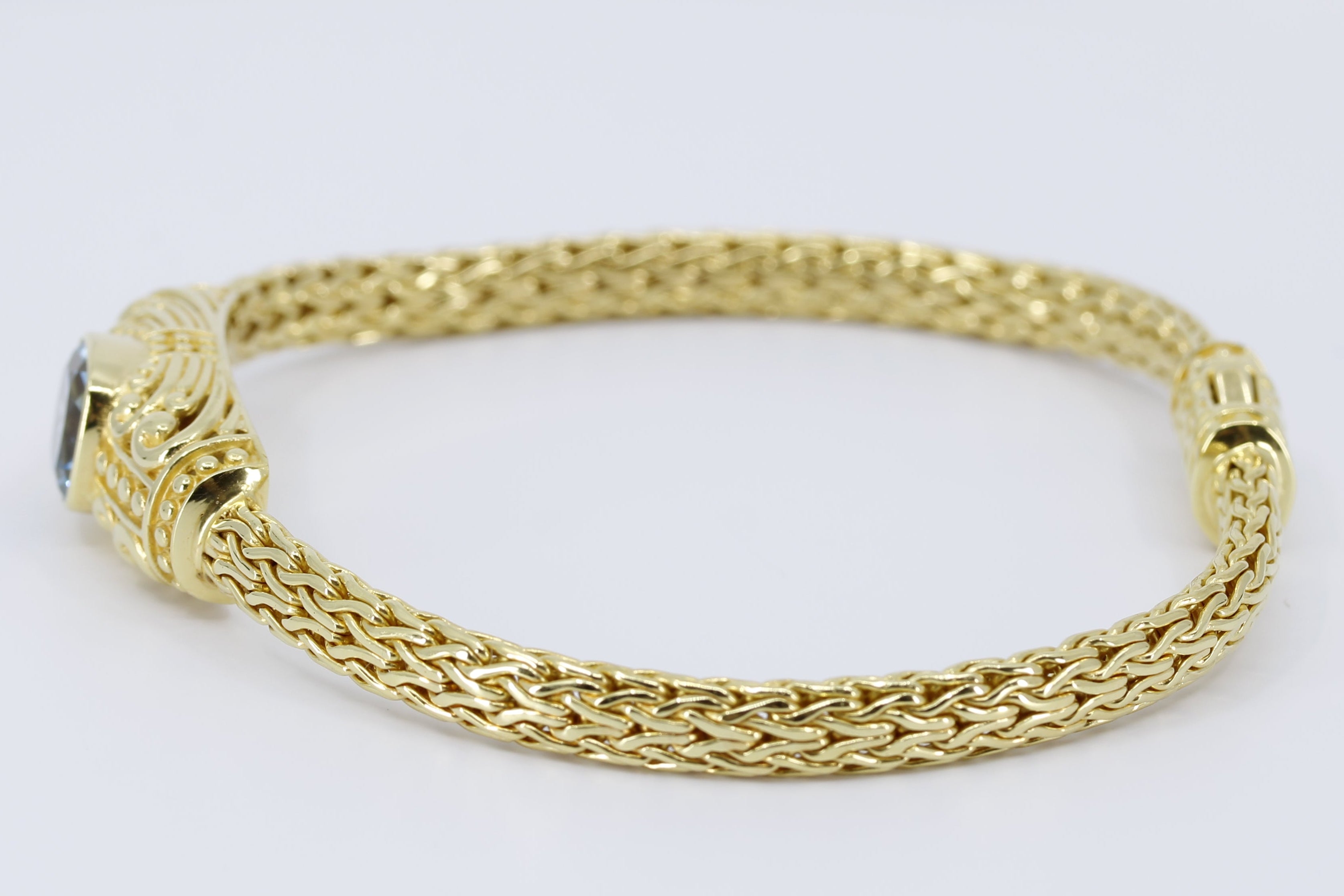 ALBA 18K Gold Vermeil Woven Station Bracelet with Blue Topaz