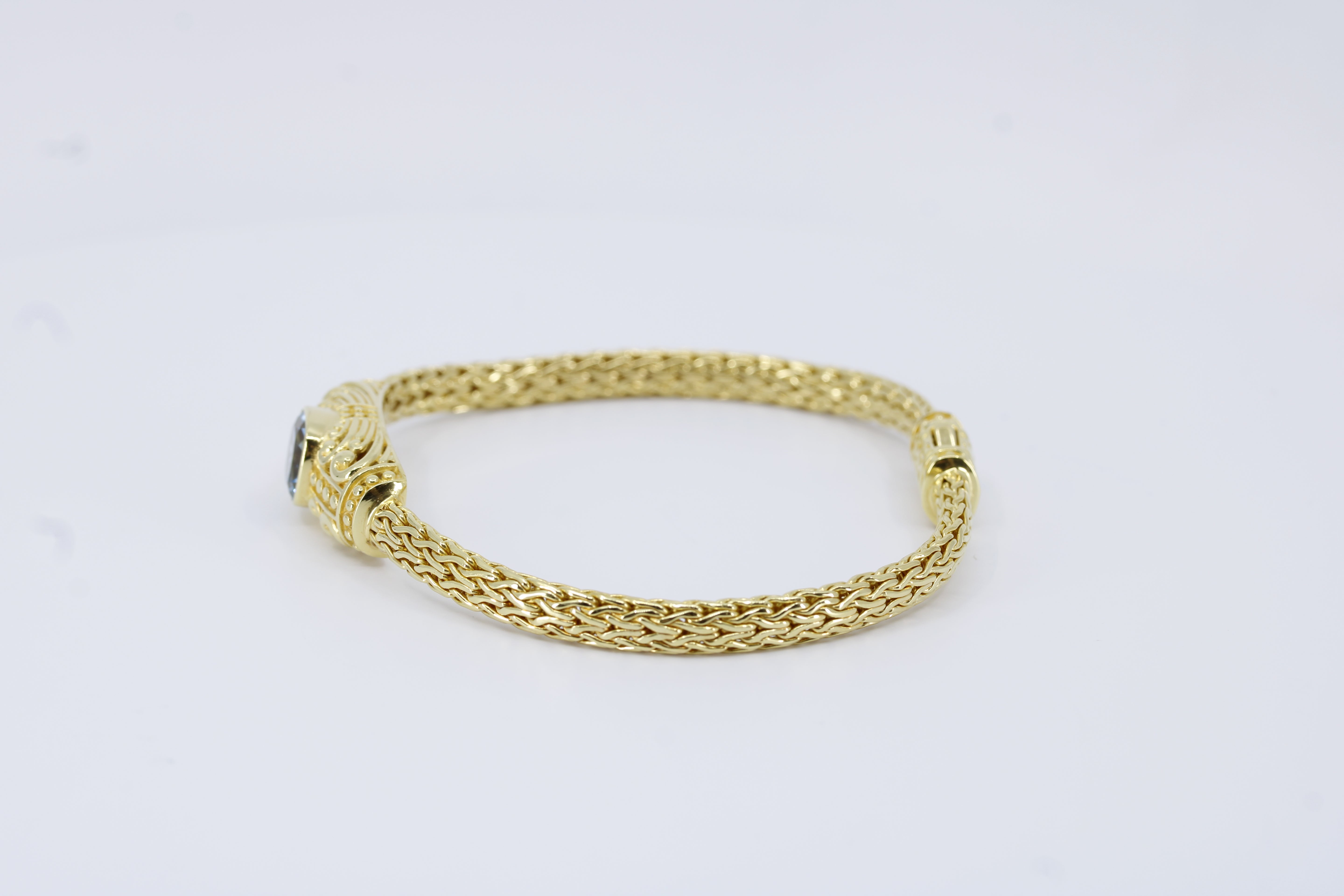 Casa Bali 18K Gold Vermeil Woven Station Bracelet with Blue Topaz