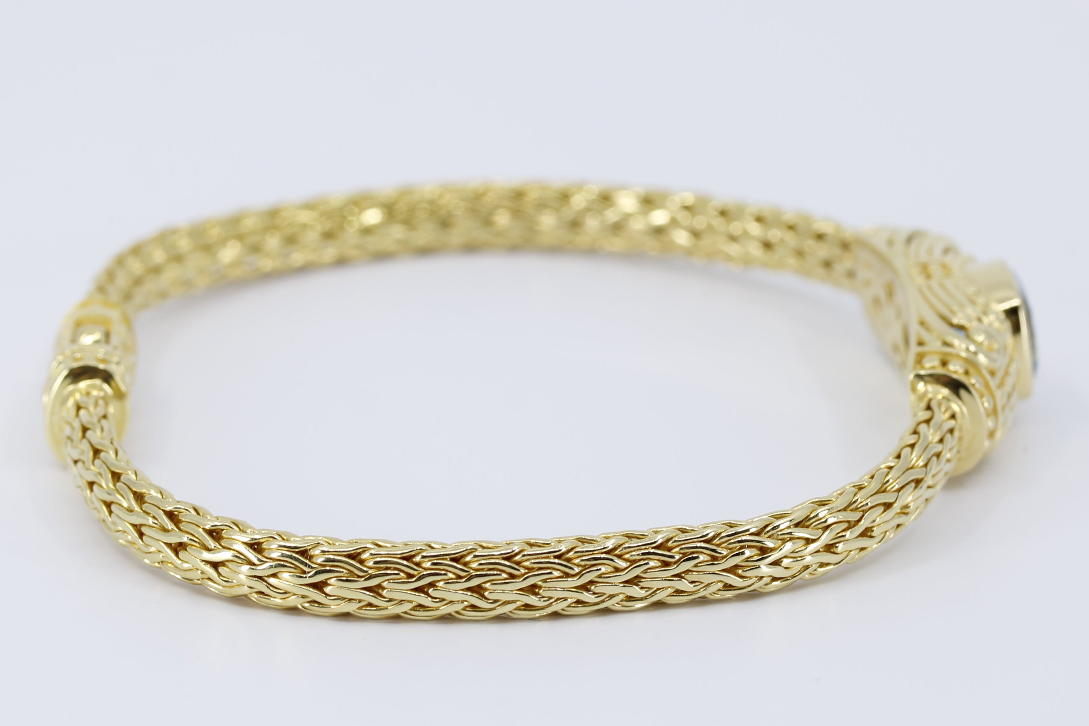 ALBA 18K Gold Vermeil Woven Station Bracelet with Blue Topaz