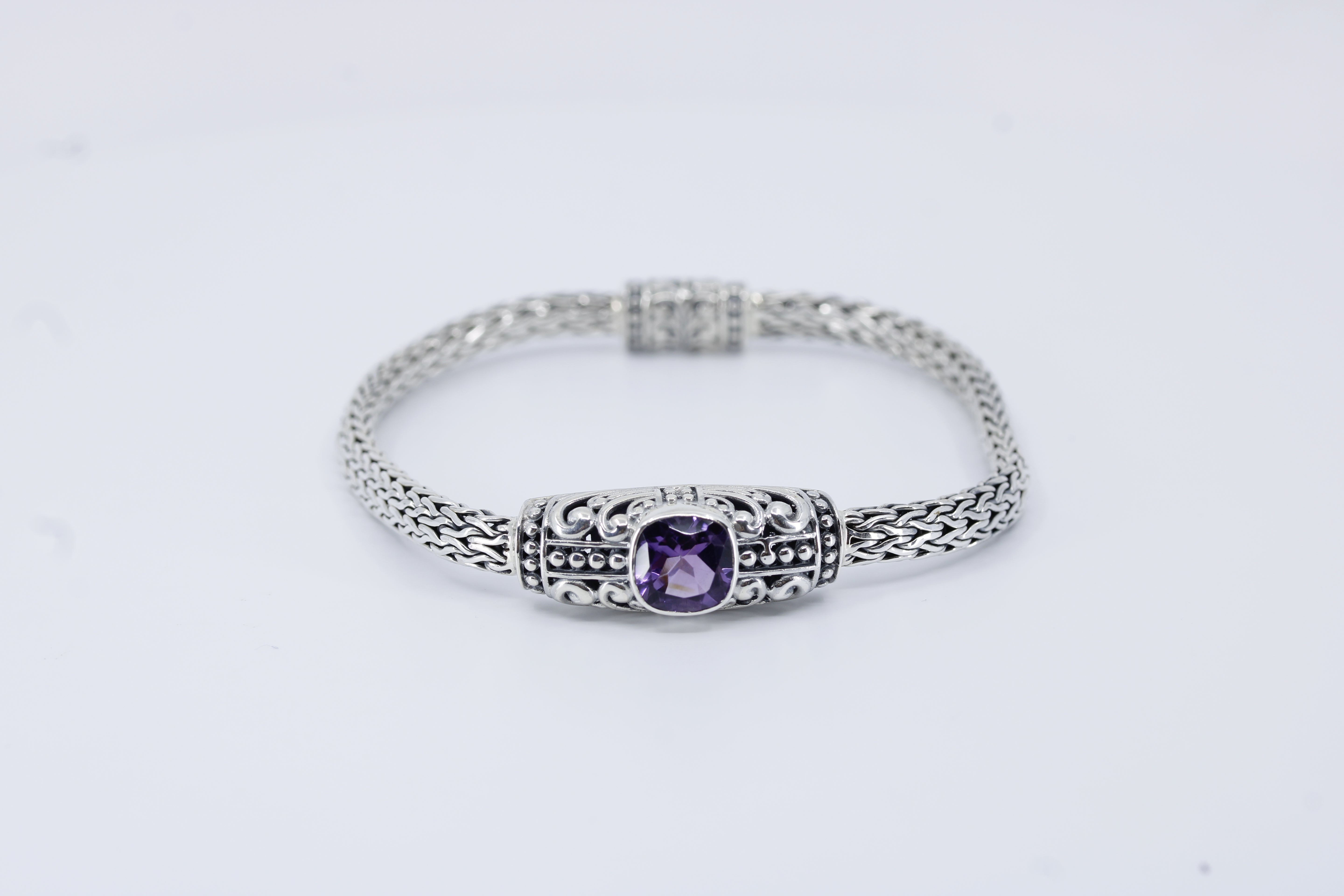 Casa Bali Woven Station Bracelet with Amethyst