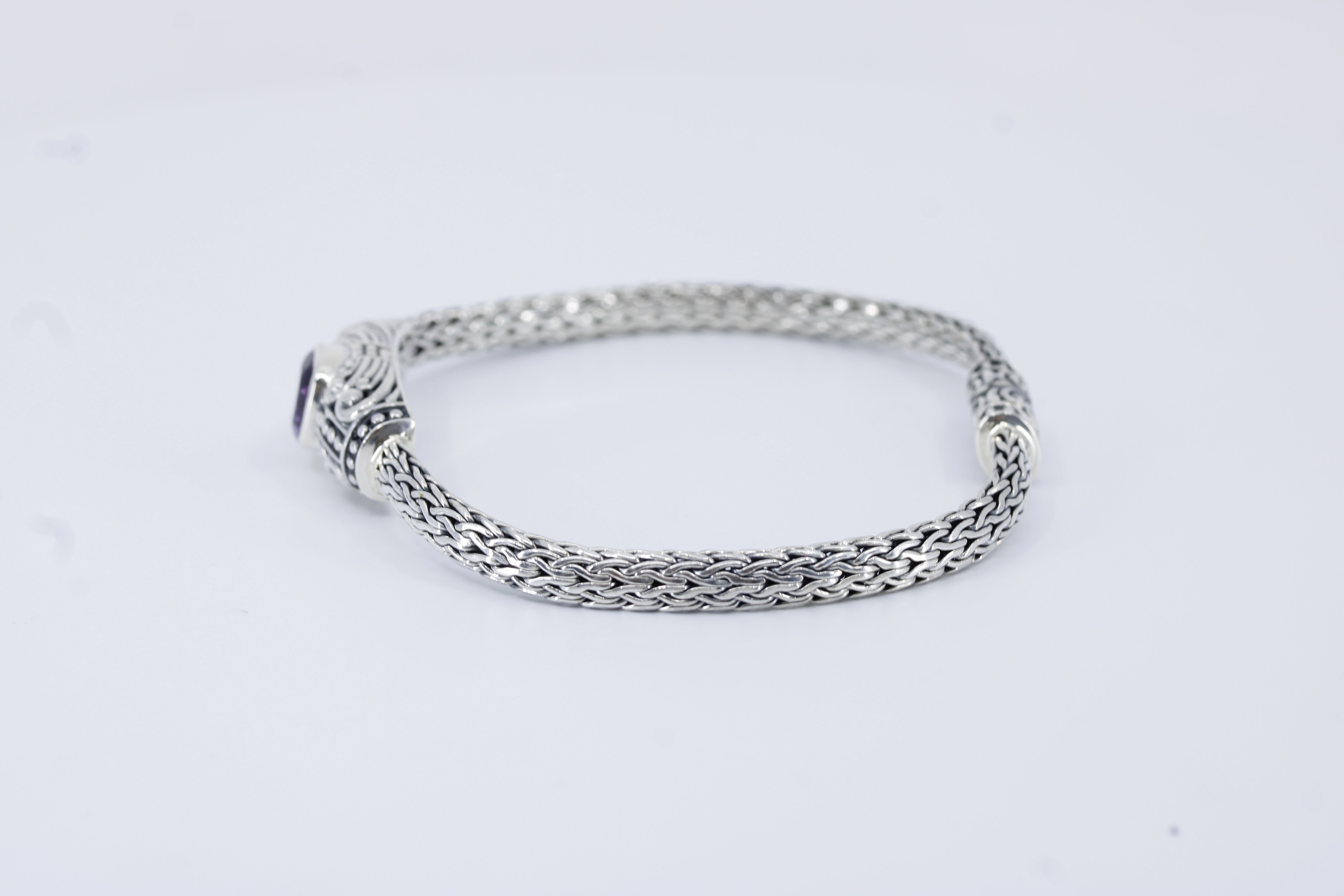 Casa Bali Woven Station Bracelet with Amethyst