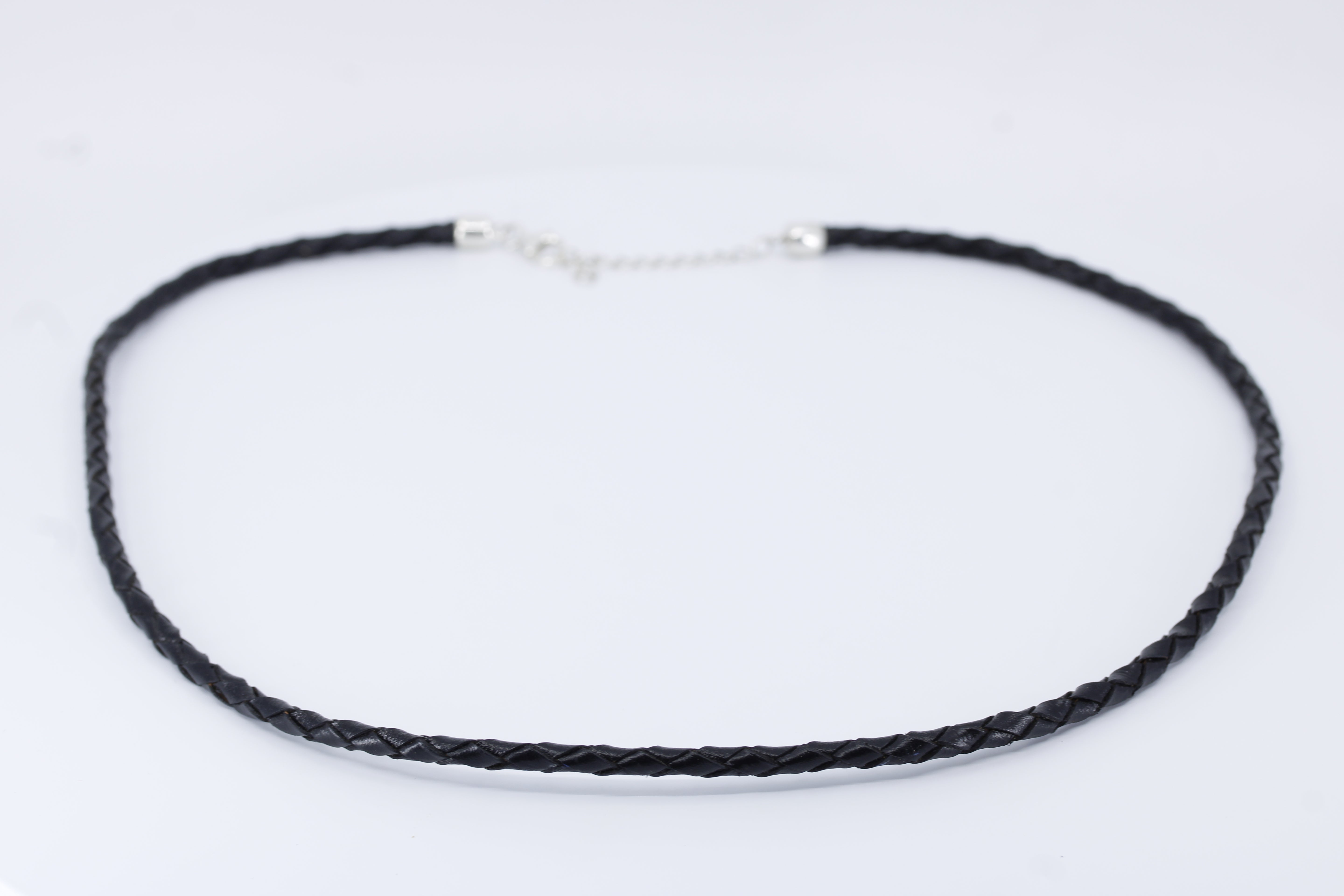 Linea Black Leather Cord Necklace with Sterling Silver