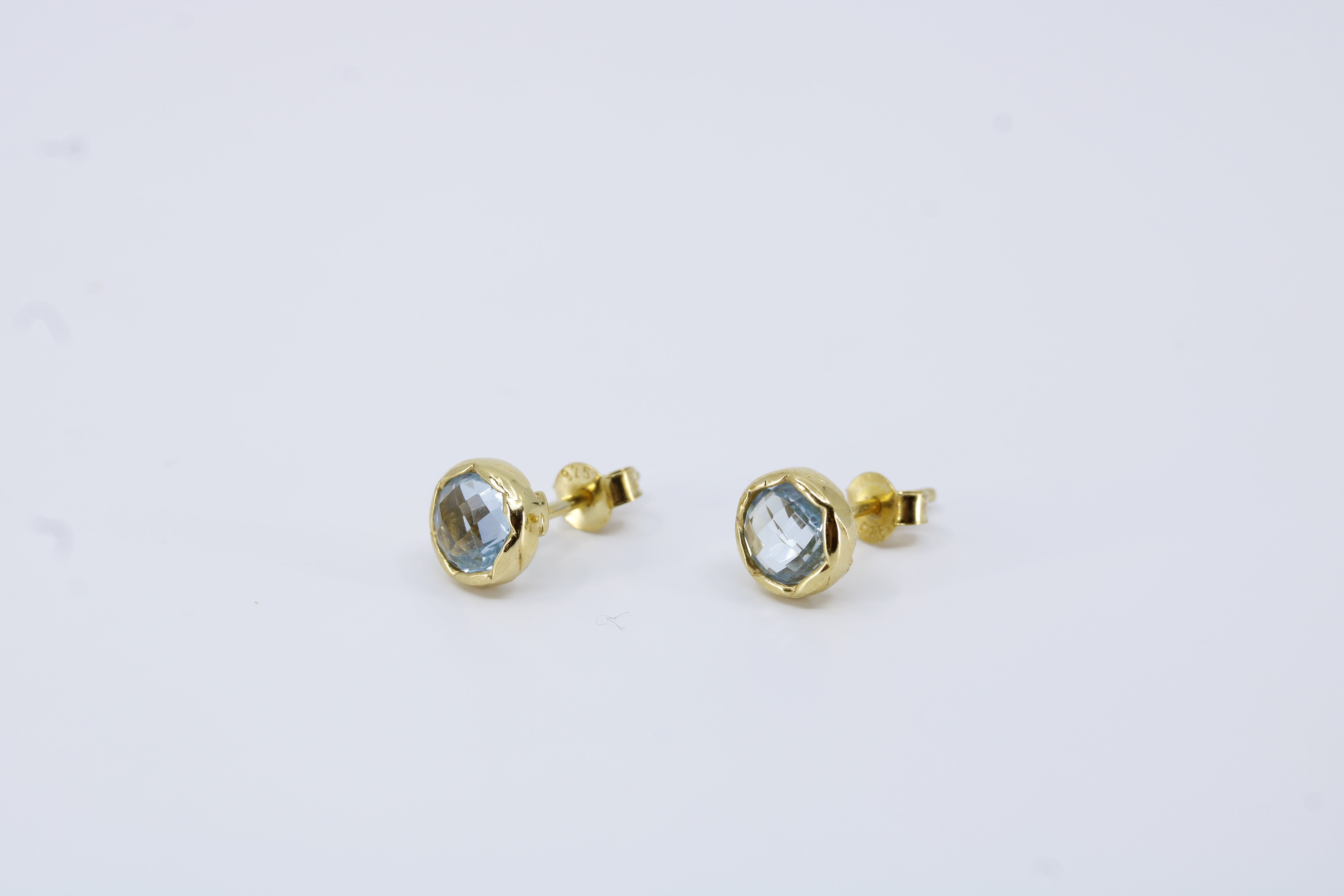 Luce 18K Gold Vermeil Bold Stud Earrings with Blue Topaz