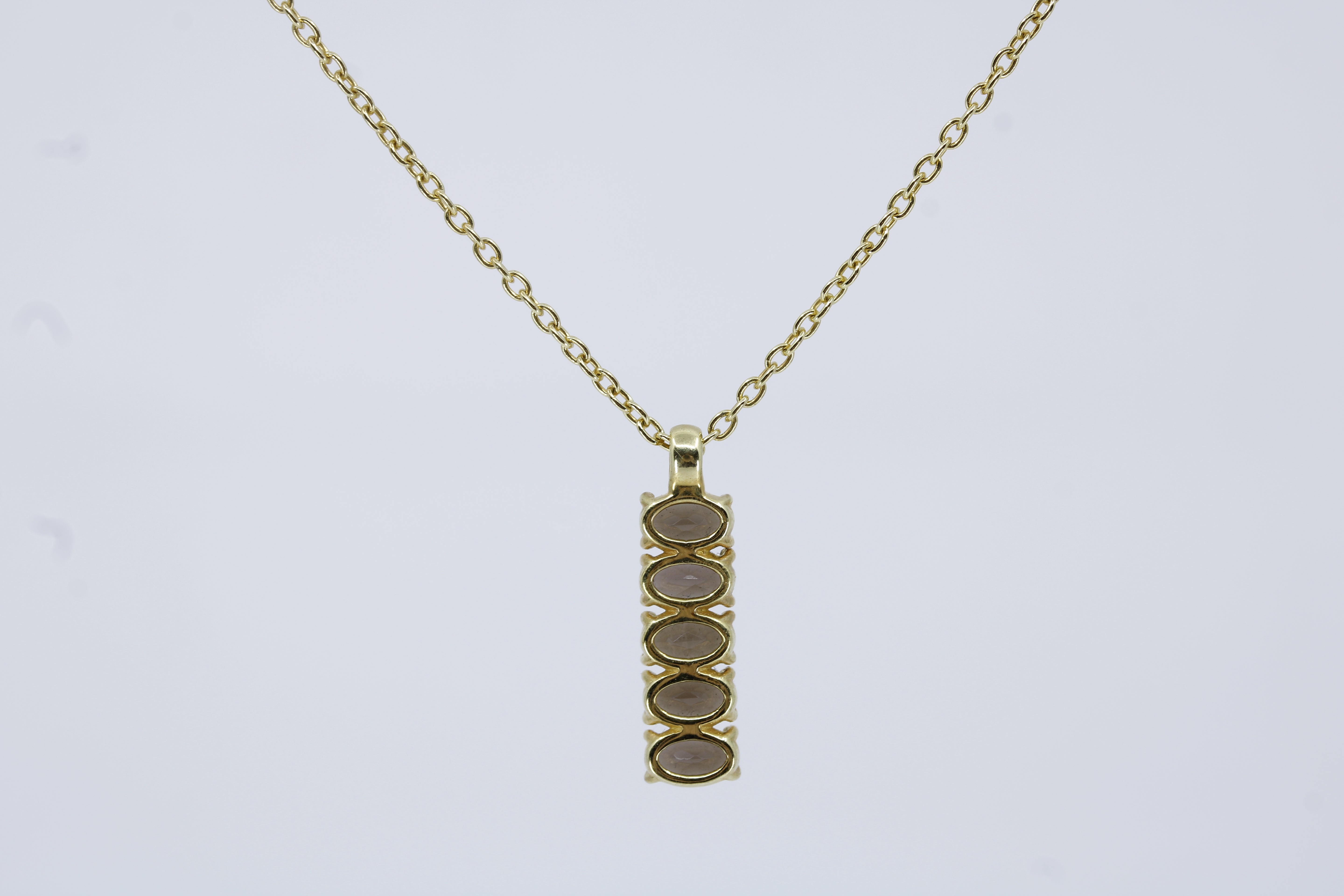 High Line Smoky Quartz Bar Pendant Necklace