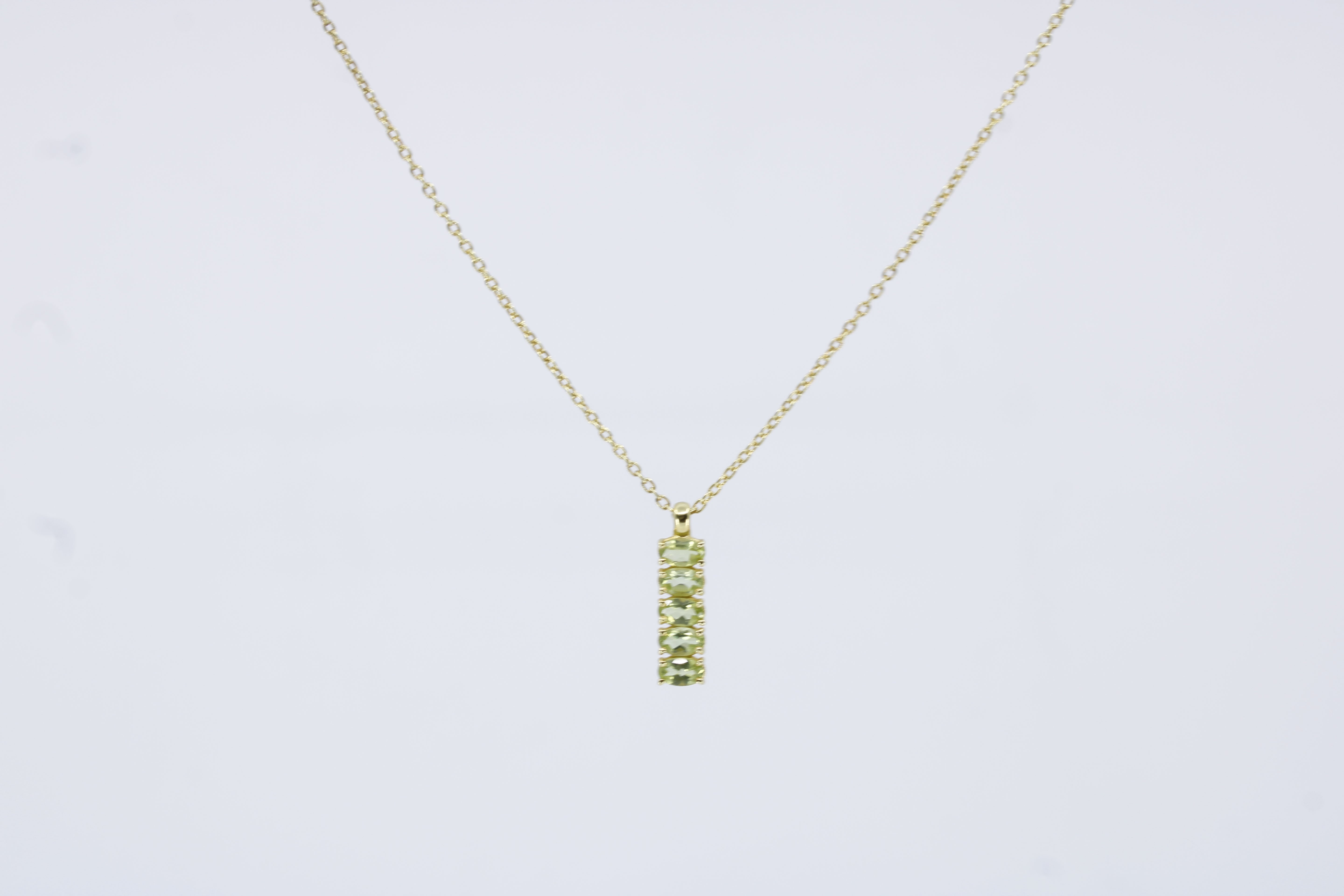 High Line Peridot Bar Pendant Necklace