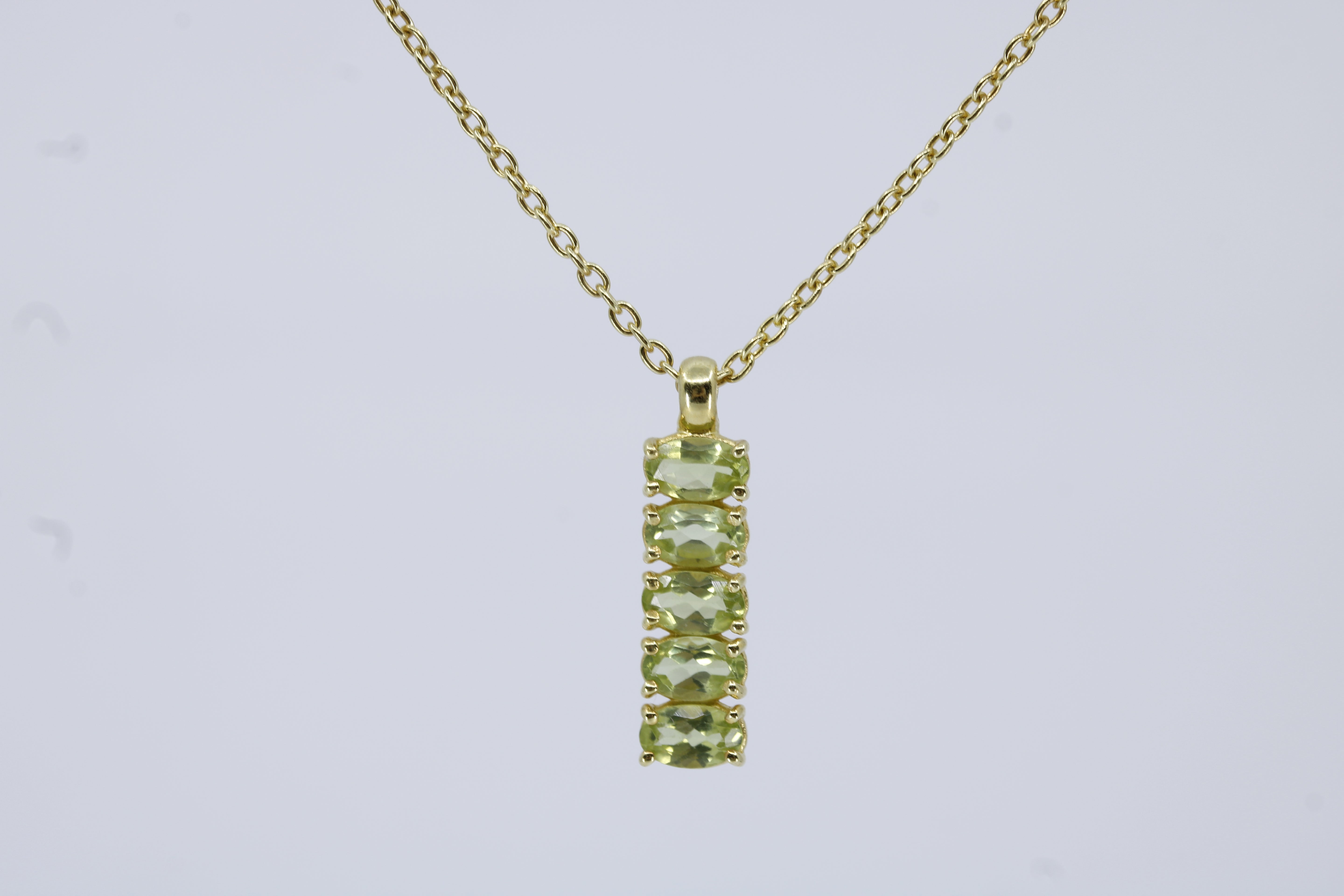 High Line Peridot Bar Pendant Necklace