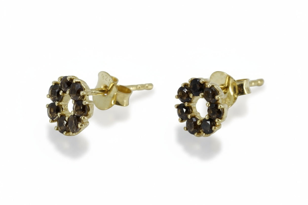 HARMONIA 18K Gold Vermeil Earrings with Smoky Quartz