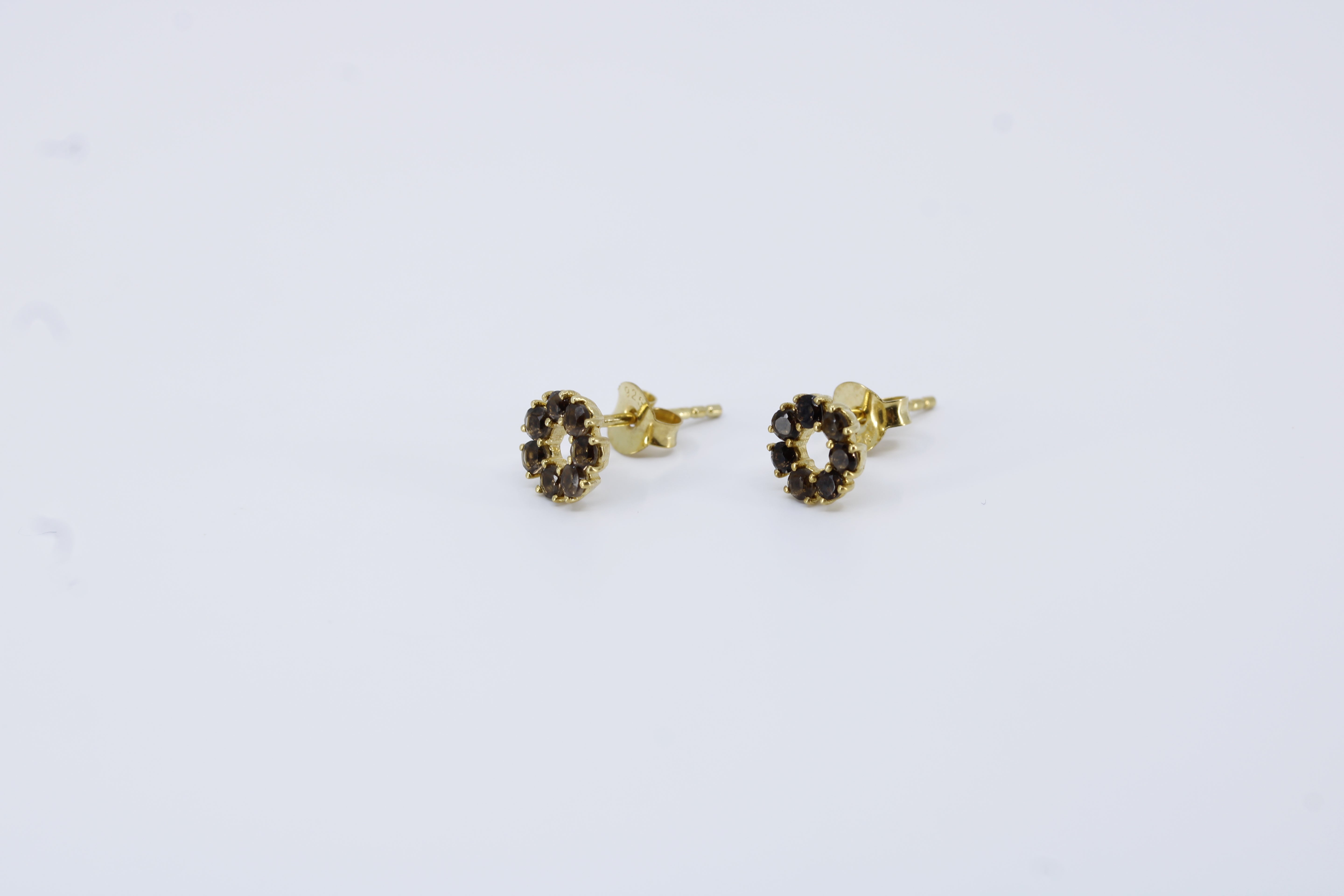 Salina 18K Gold Vermeil Earrings with Smoky Quartz