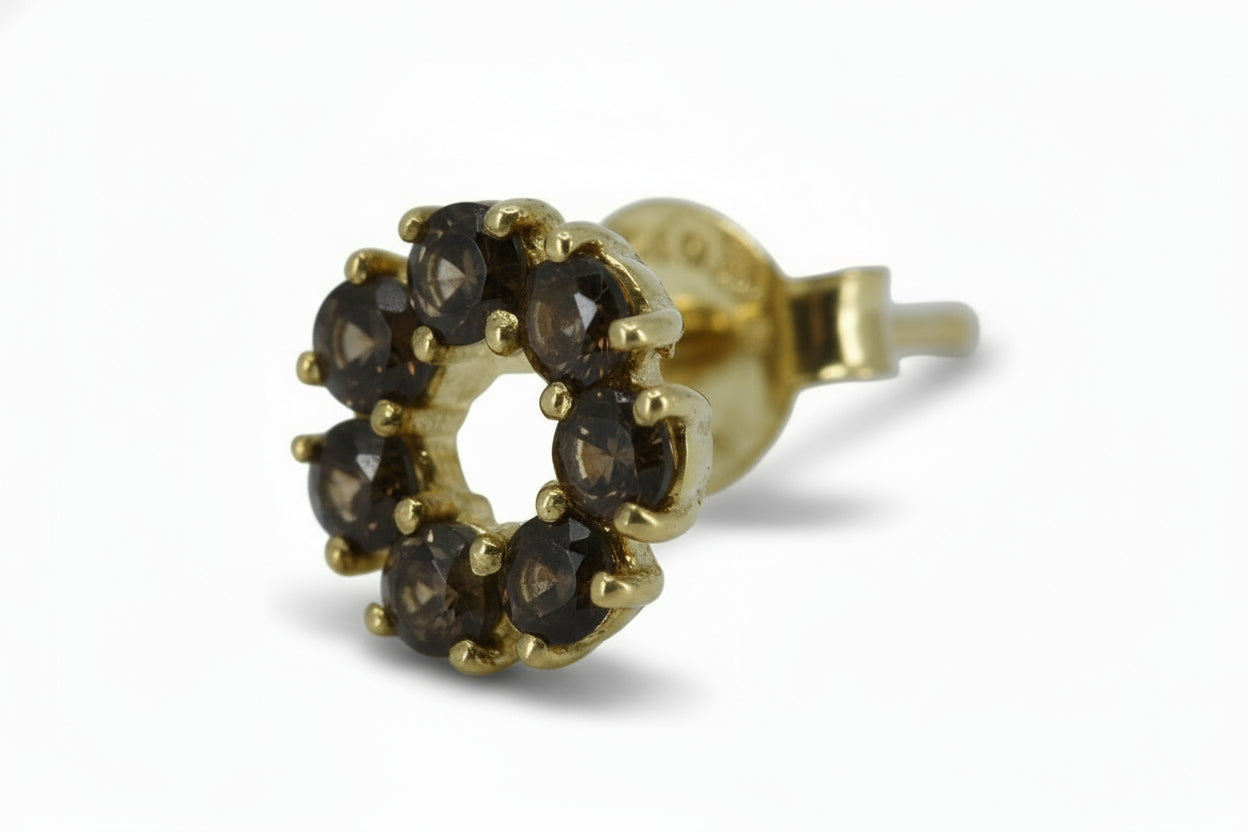 HARMONIA 18K Gold Vermeil Earrings with Smoky Quartz