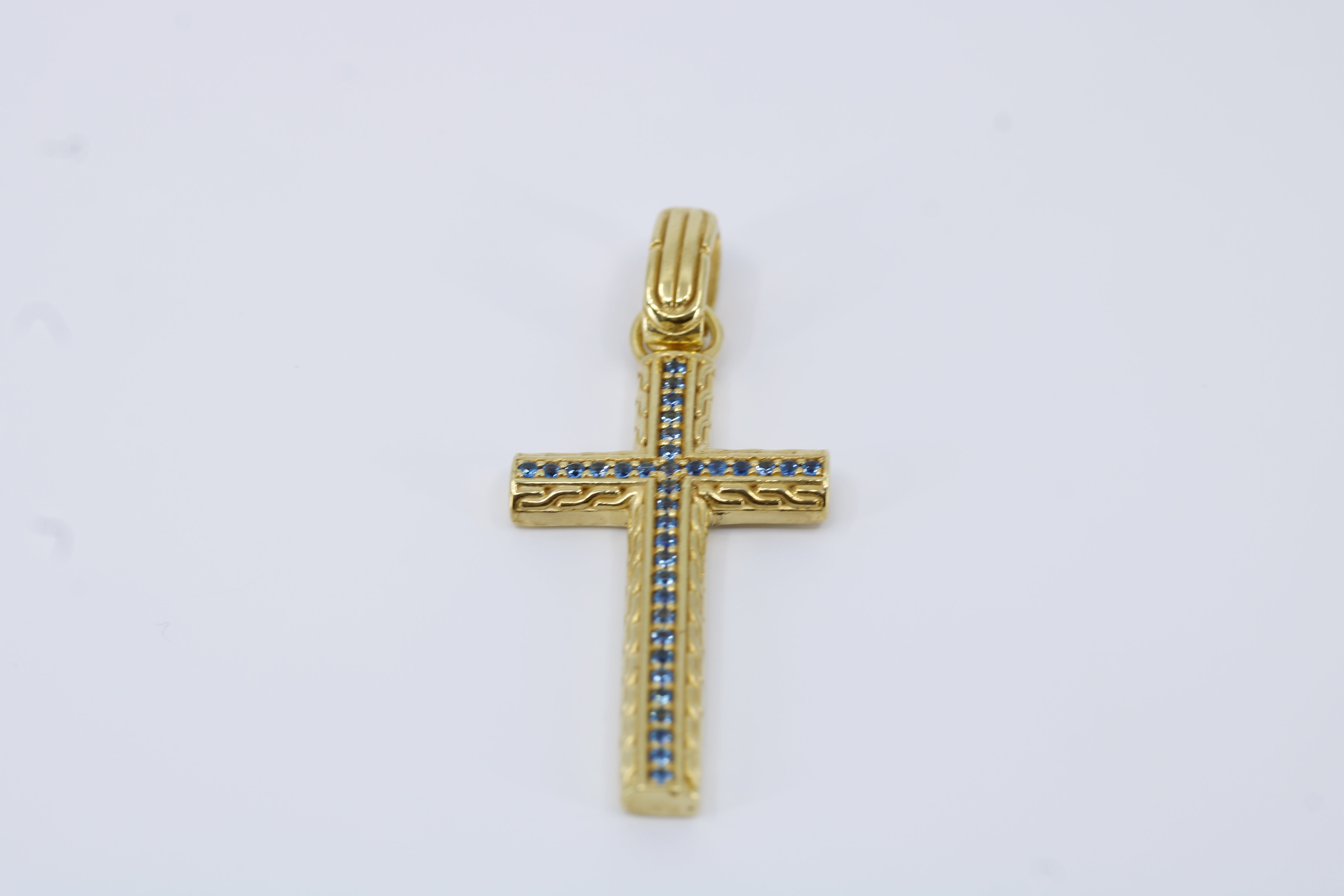 Casa Bali 18K Gold Vermeil Cross Pendant with Blue Topaz