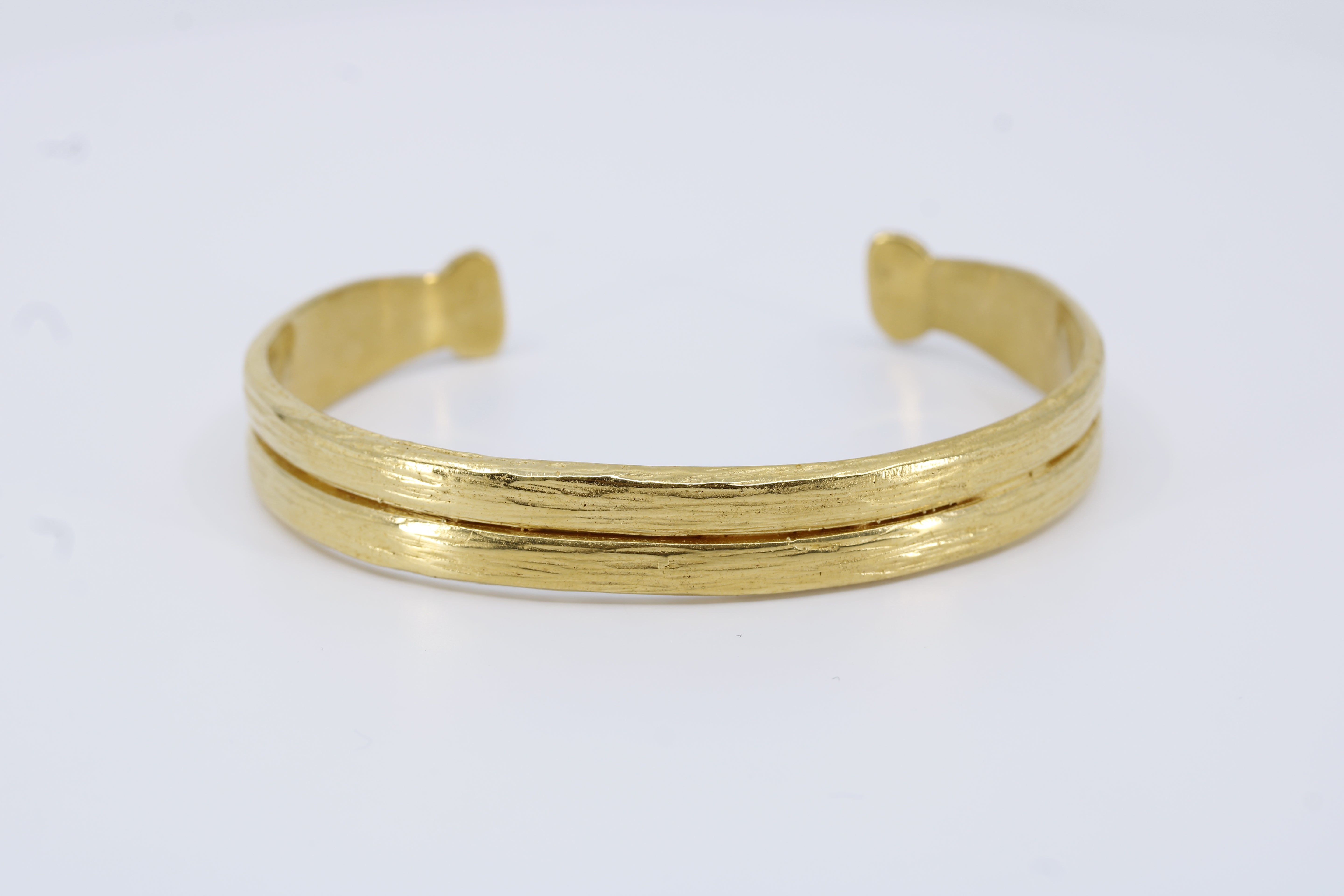 AL CANAL 18K Gold Vermeil Two Row Cuff Bracelet