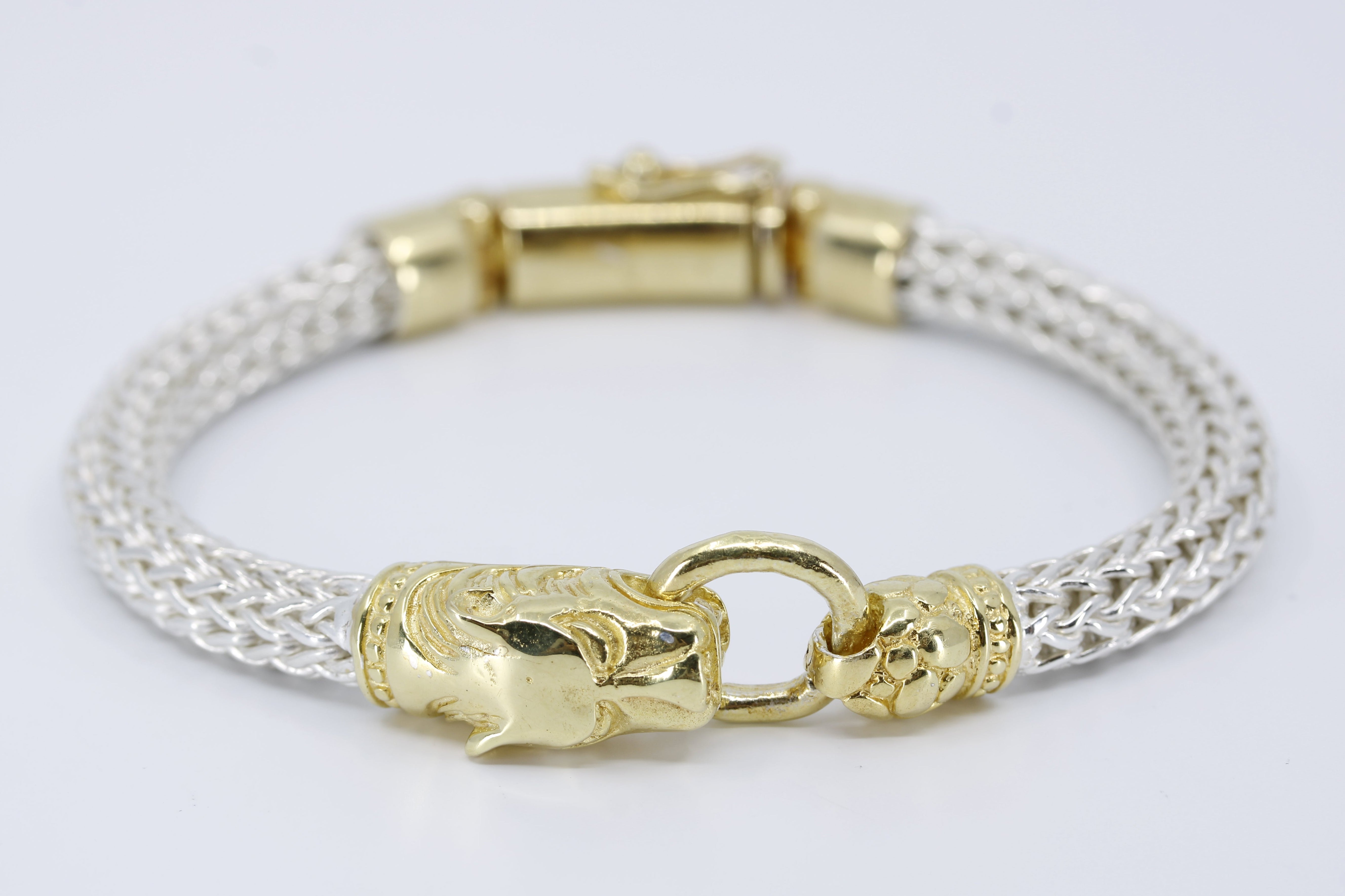 SREYA  Panther Head Woven Chain Bracelet