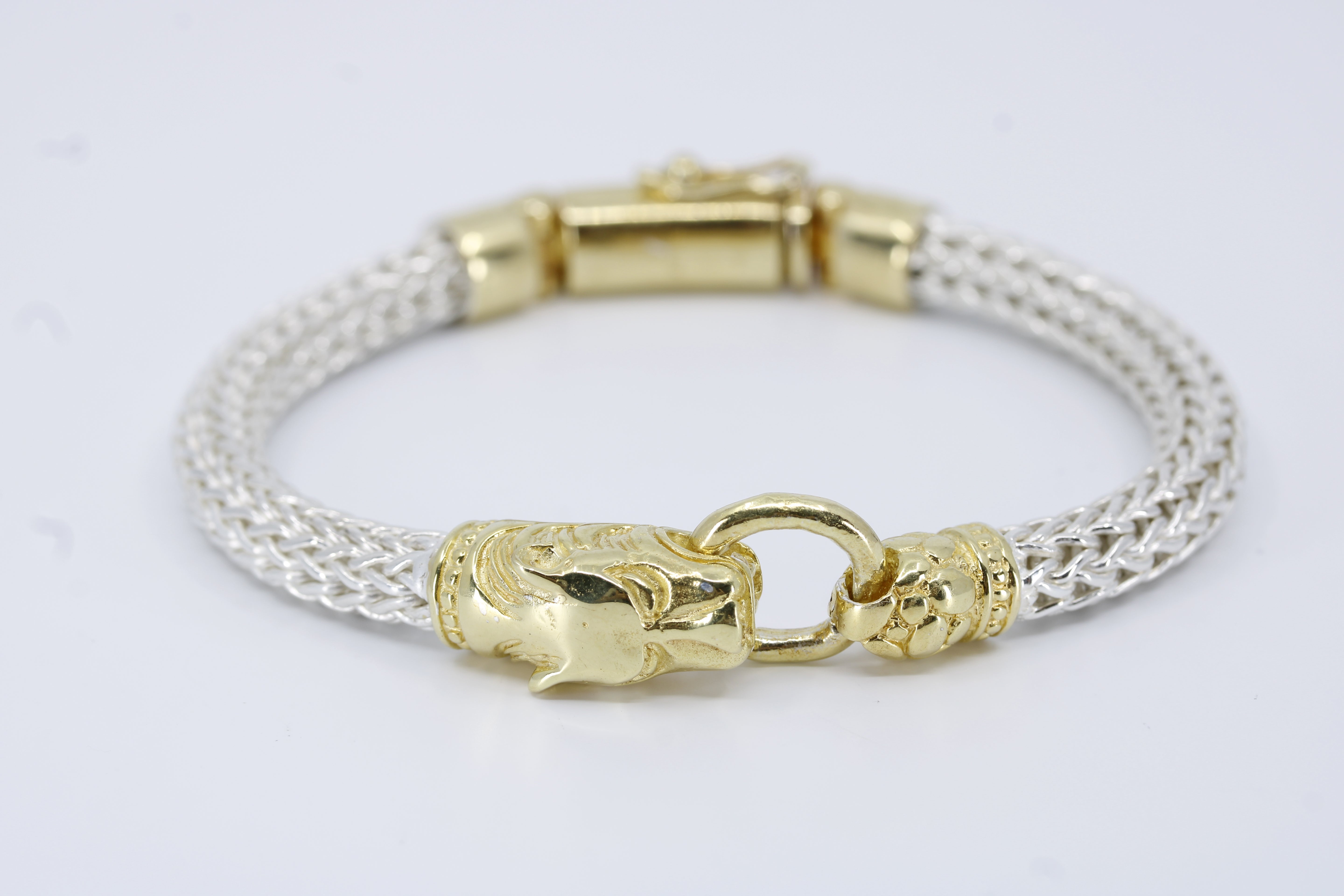Casa Bali Panther Head Woven Chain Bracelet