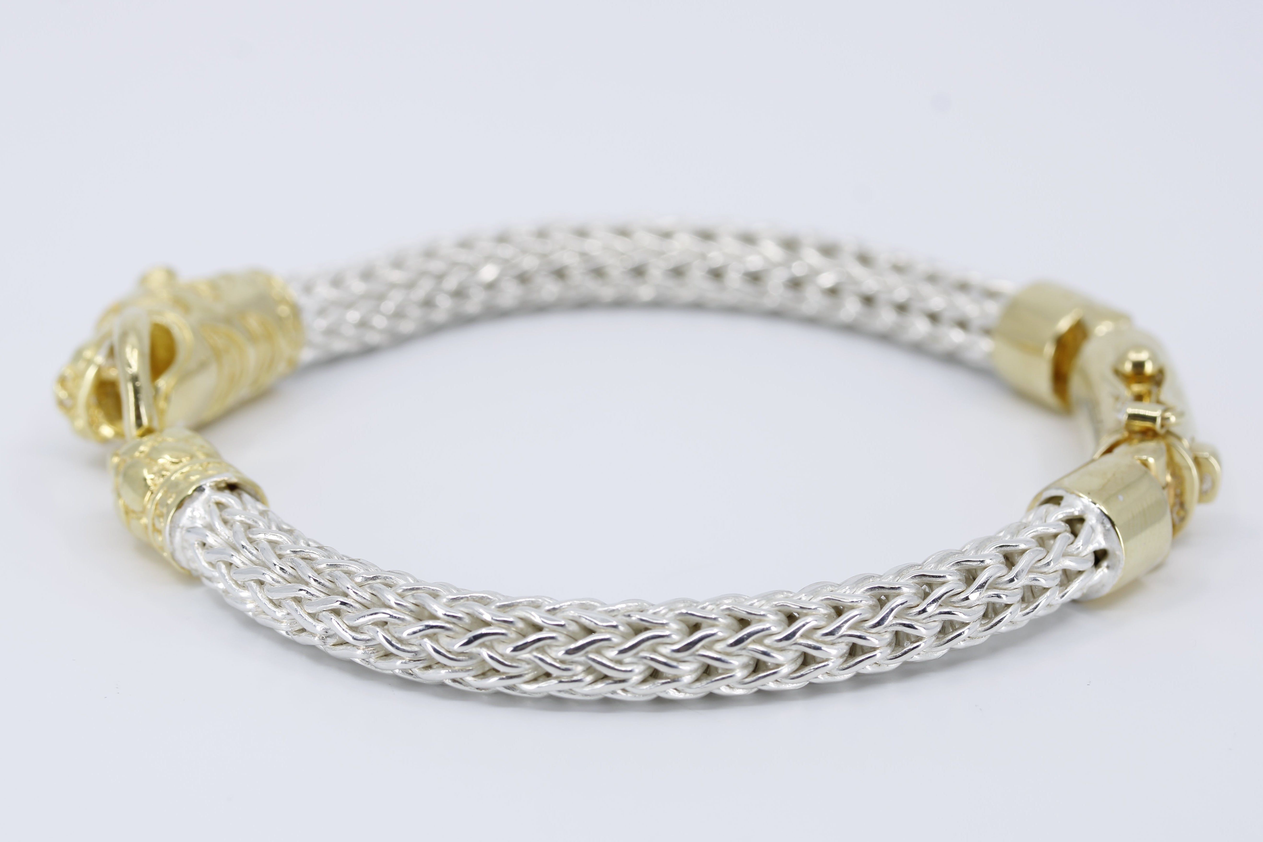 SREYA  Panther Head Woven Chain Bracelet