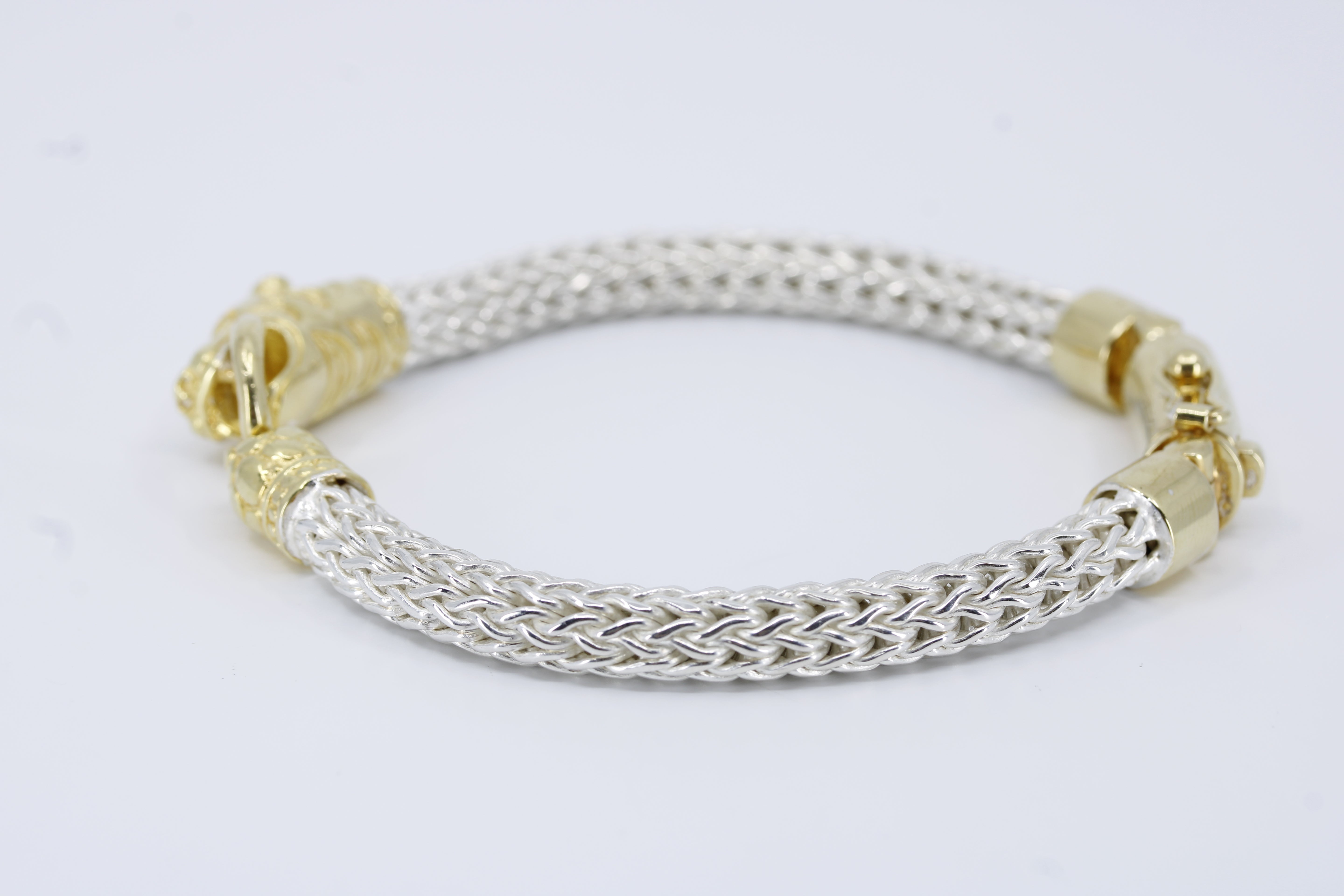 Casa Bali Panther Head Woven Chain Bracelet