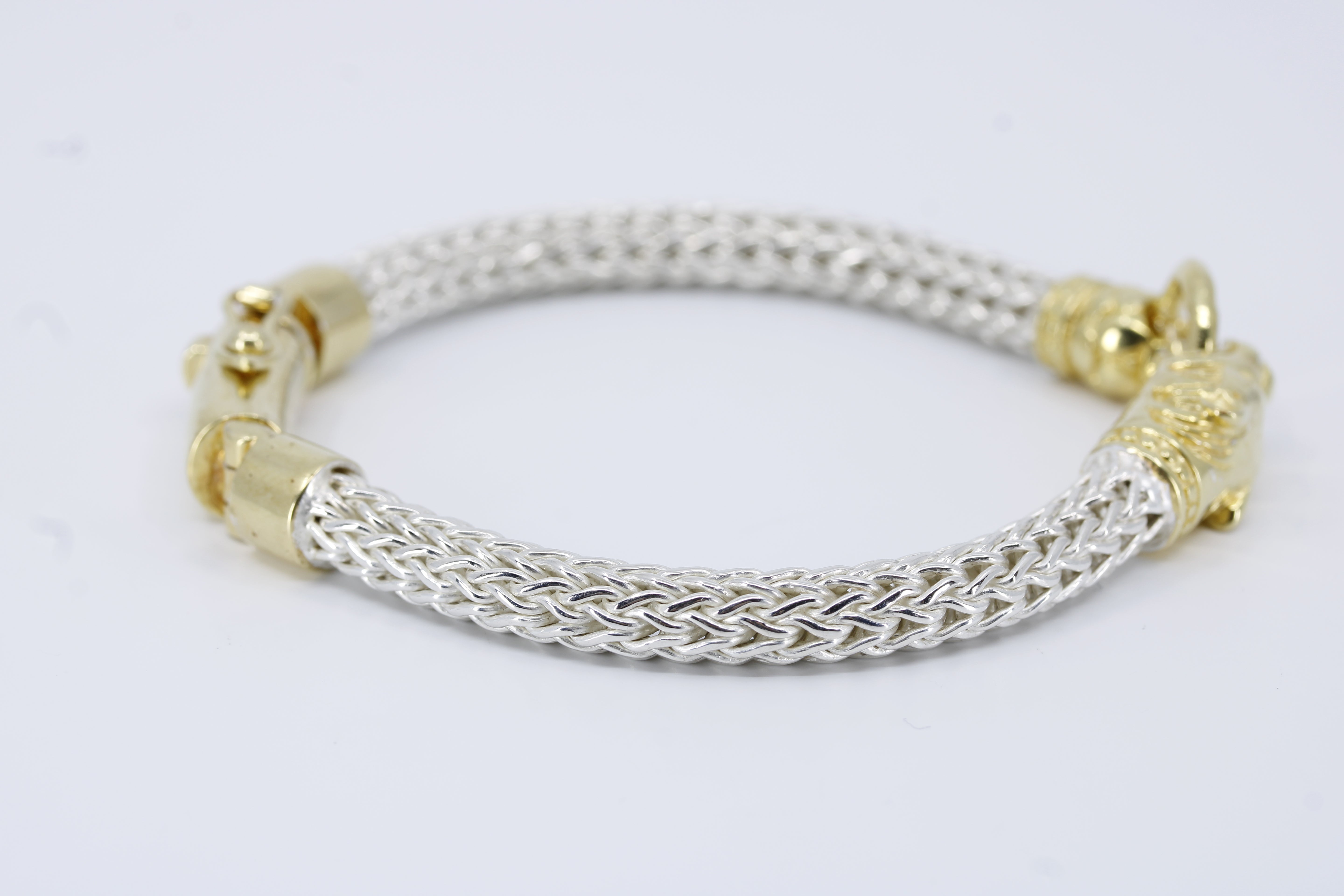 Casa Bali Panther Head Woven Chain Bracelet