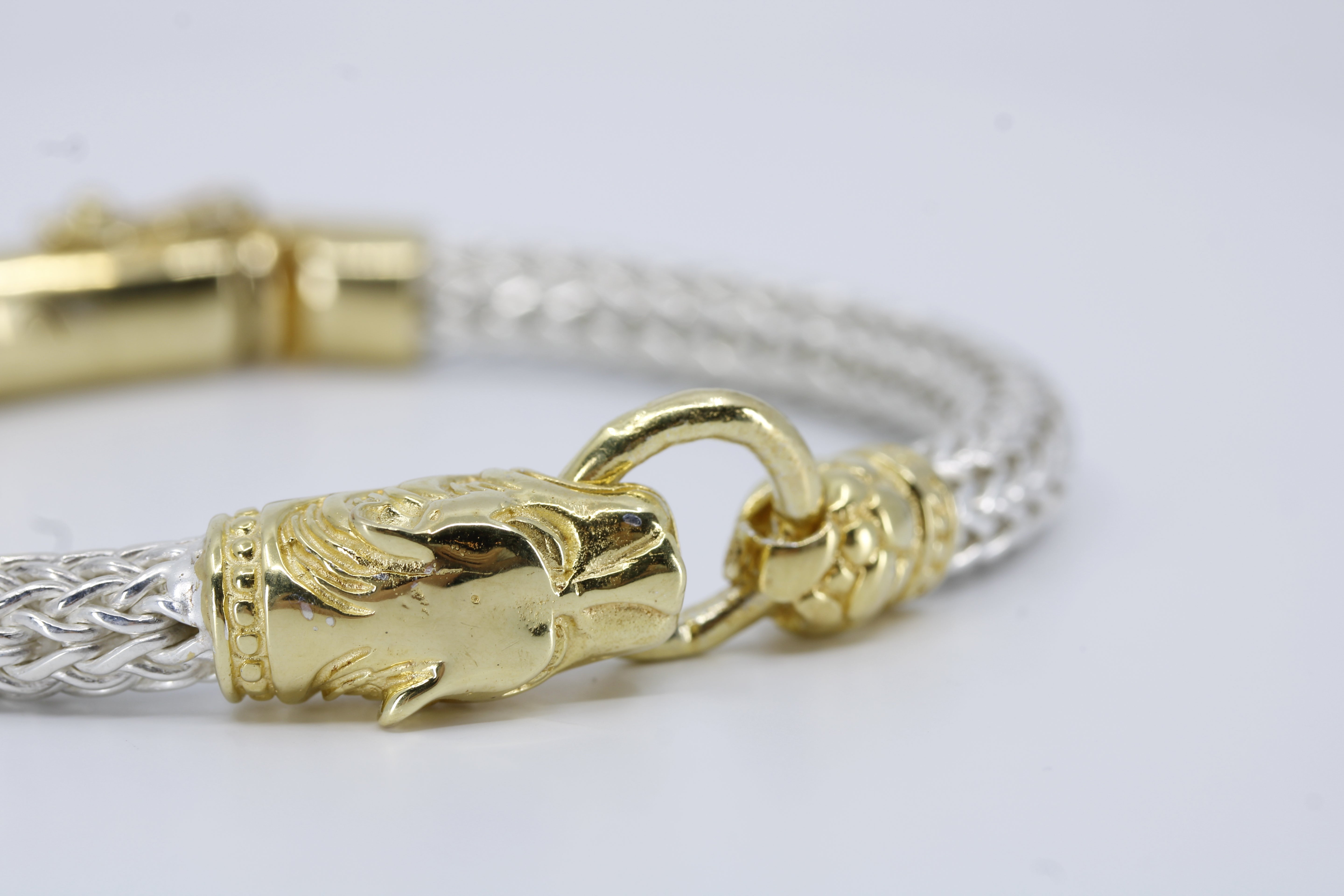 Casa Bali Panther Head Woven Chain Bracelet