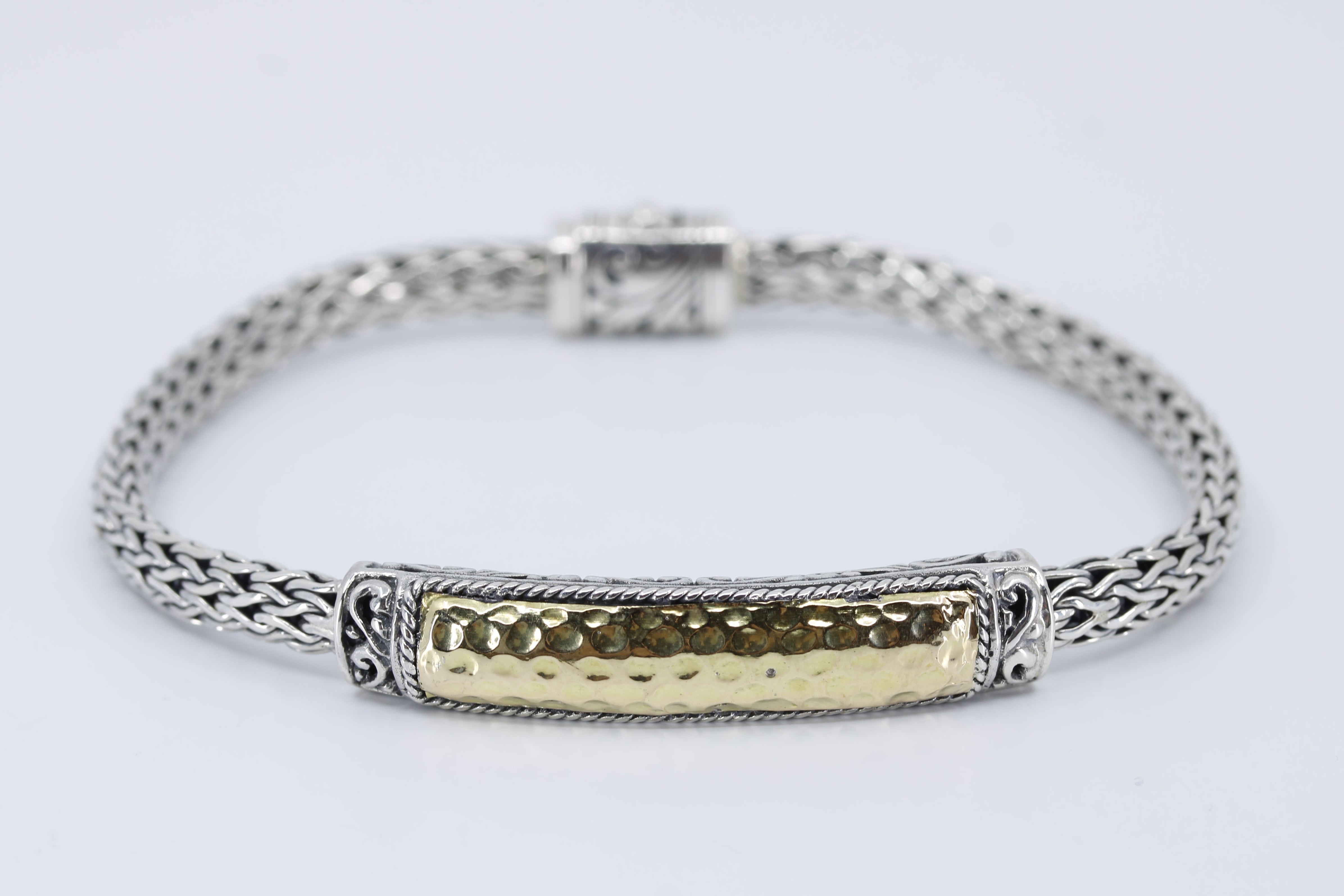 SREYA Hammered Station Bracelet with 18K Gold