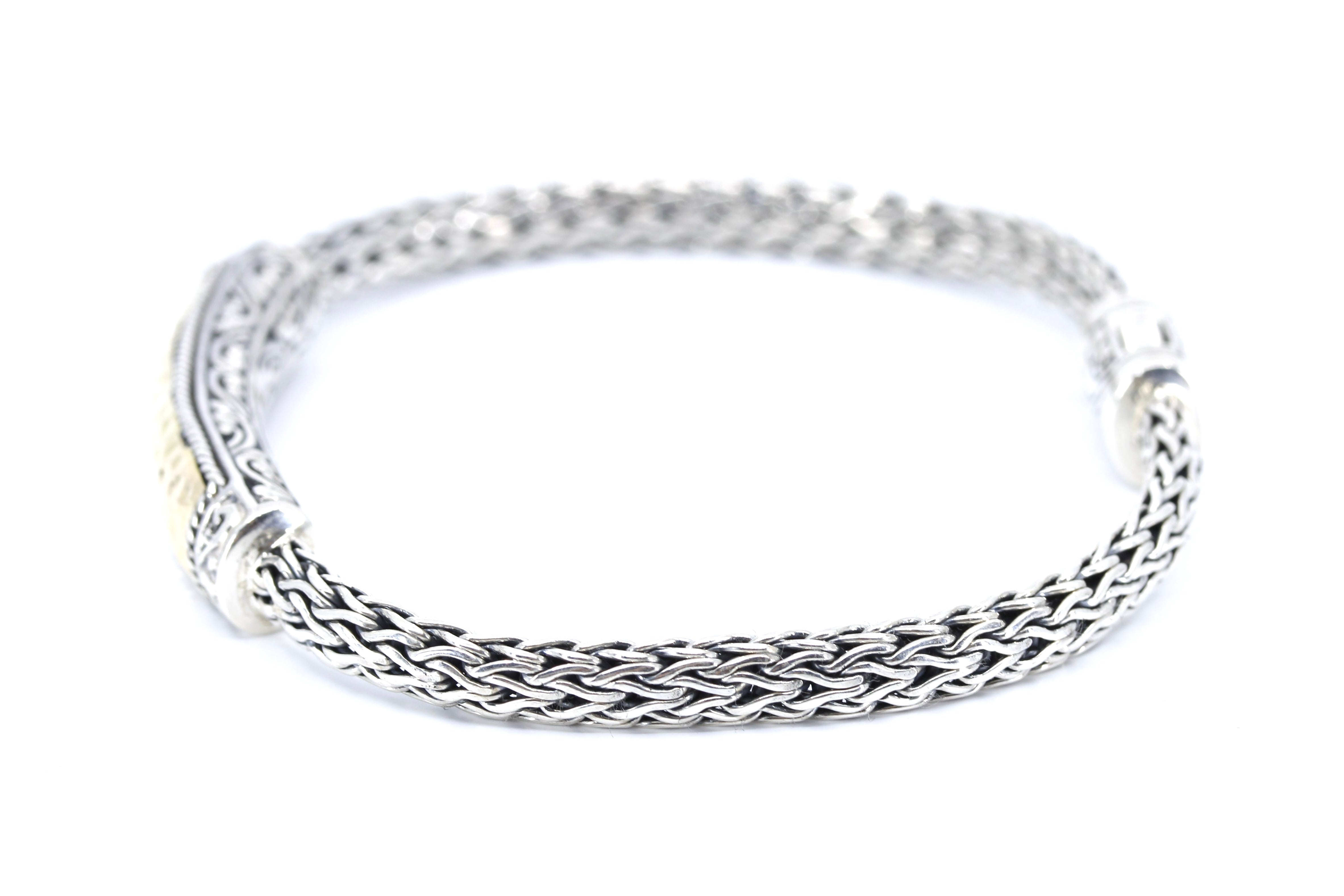 SREYA Hammered Station Bracelet with 18K Gold