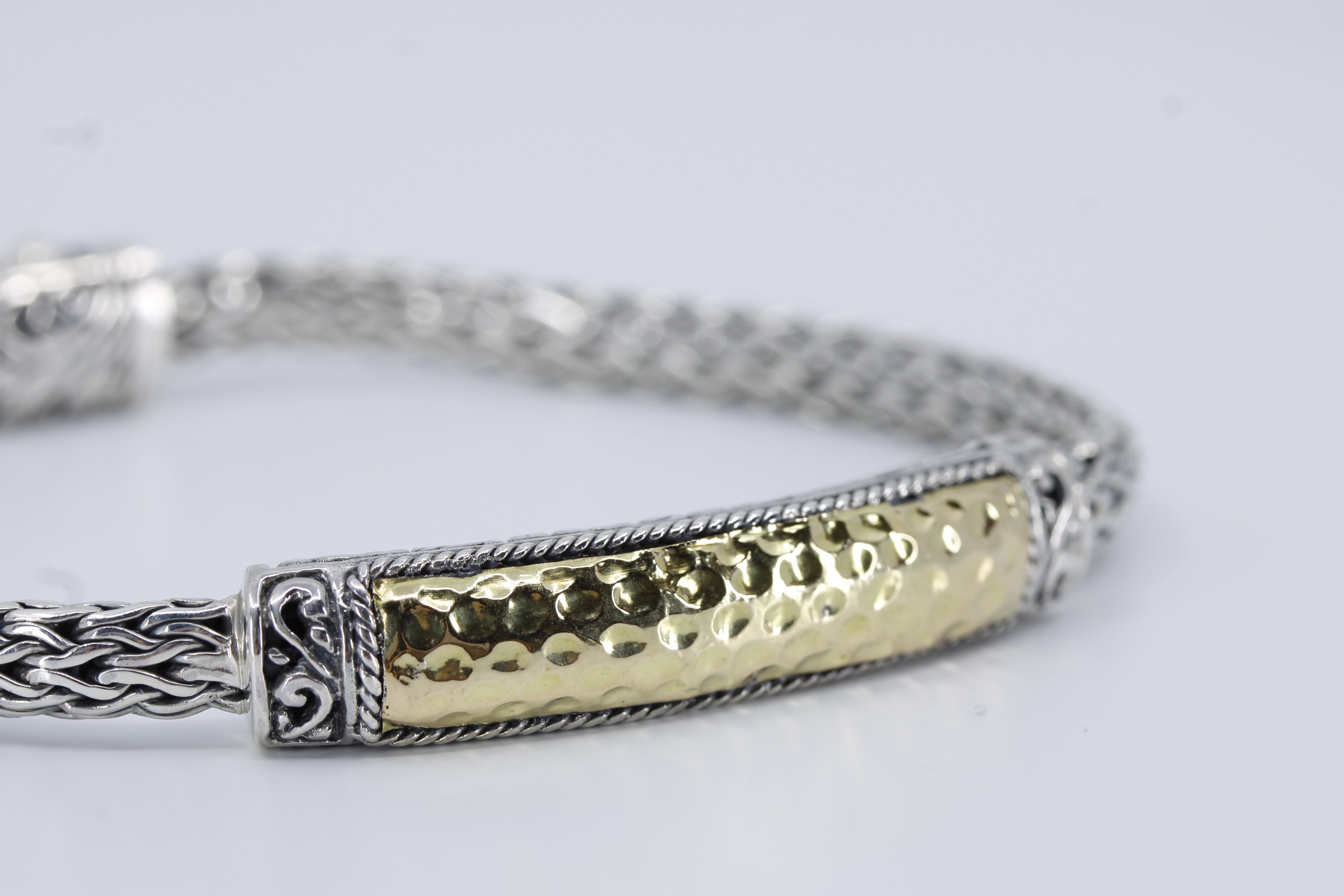 SREYA Hammered Station Bracelet with 18K Gold