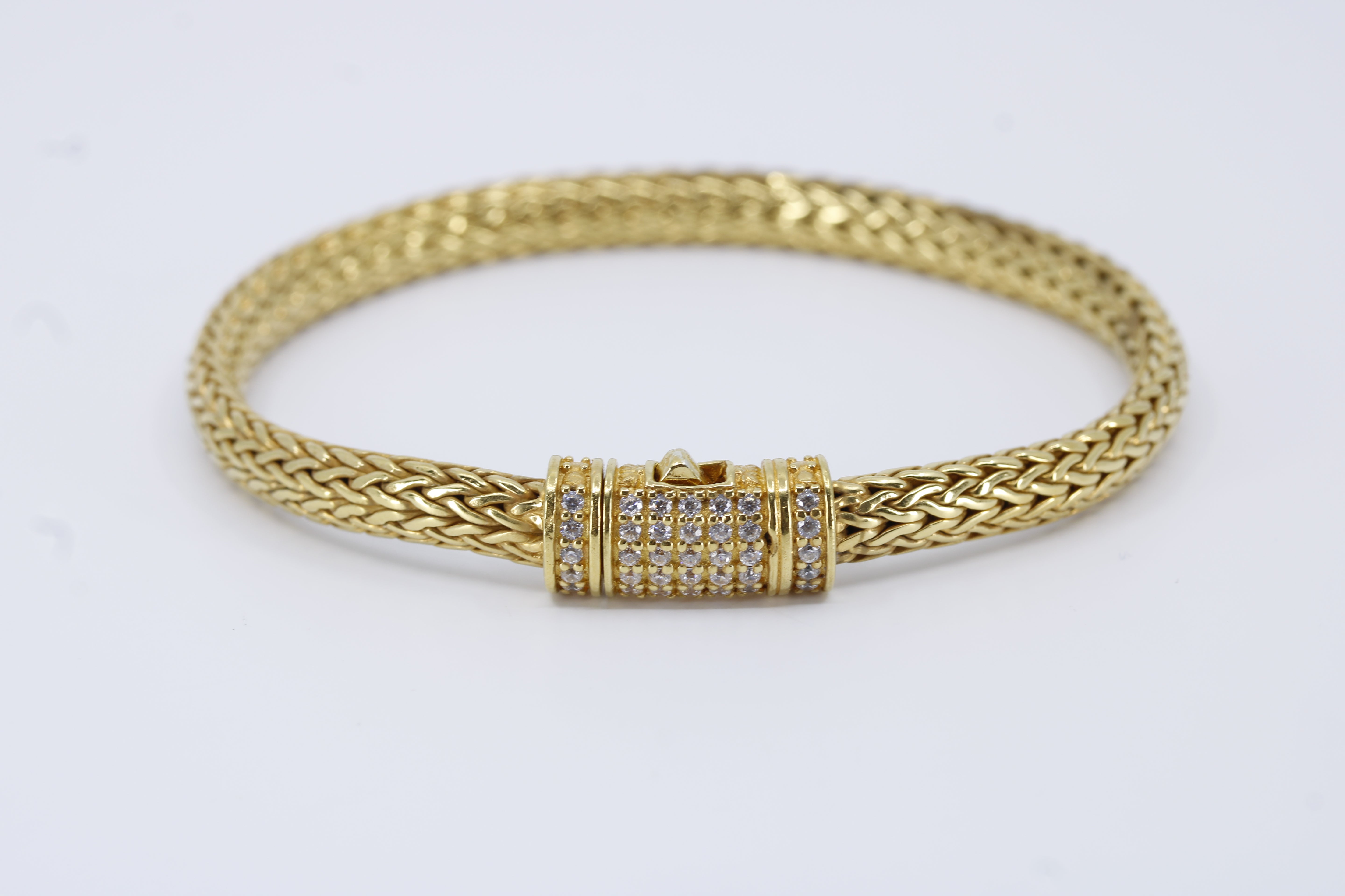 Casa Bali Spiga Bracelet with Pavé Lock