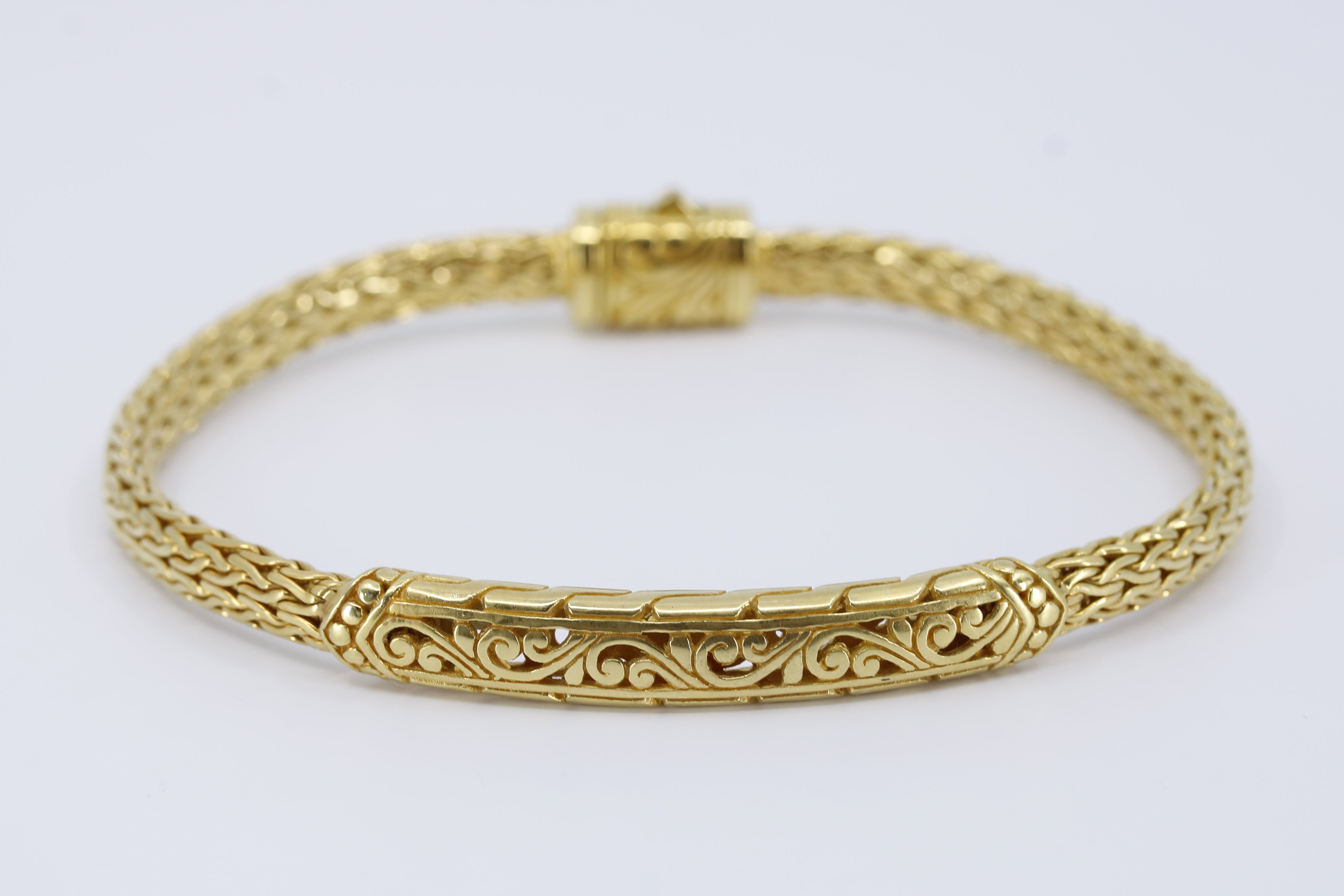 SREYA 18K Gold Vermeil Classic Carved Station Bracelet