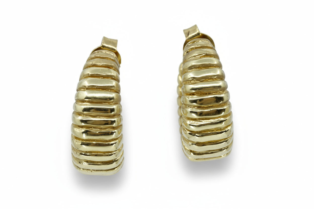 ASCENT  18K Gold Vermeil Ribbed Hoop Earrings