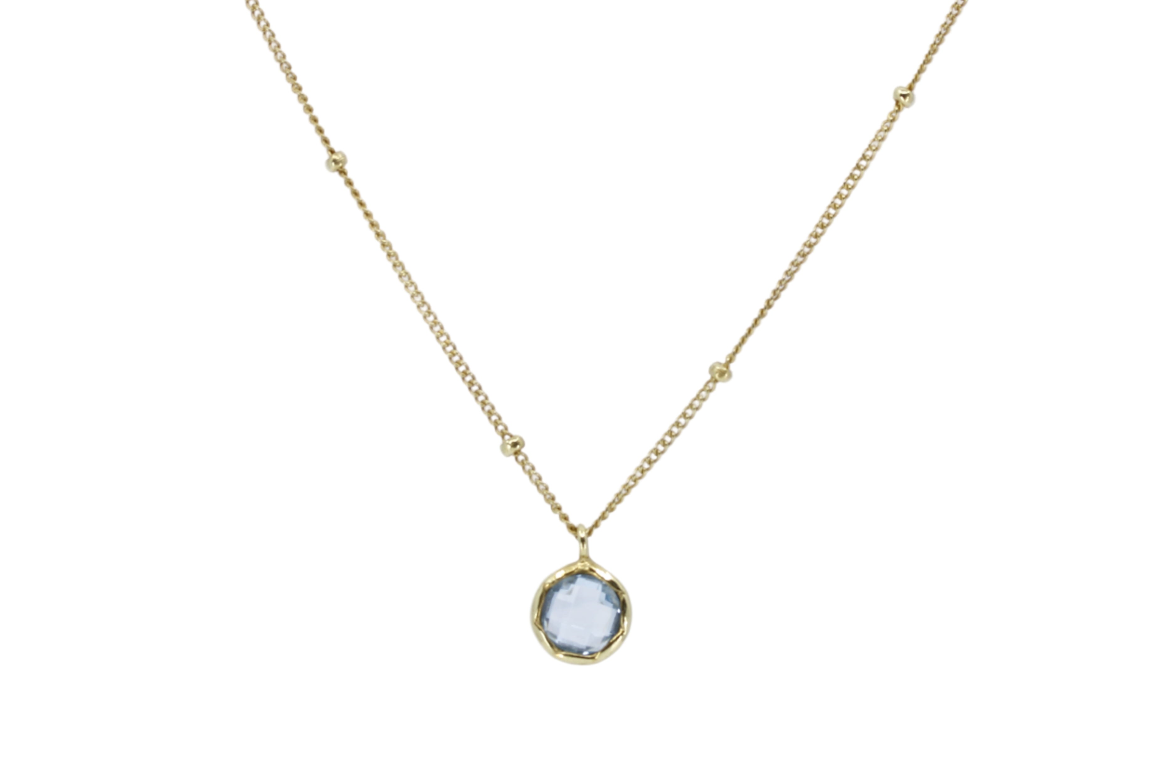 AURORA Slim Bezel Pendant Necklace with Blue Topaz