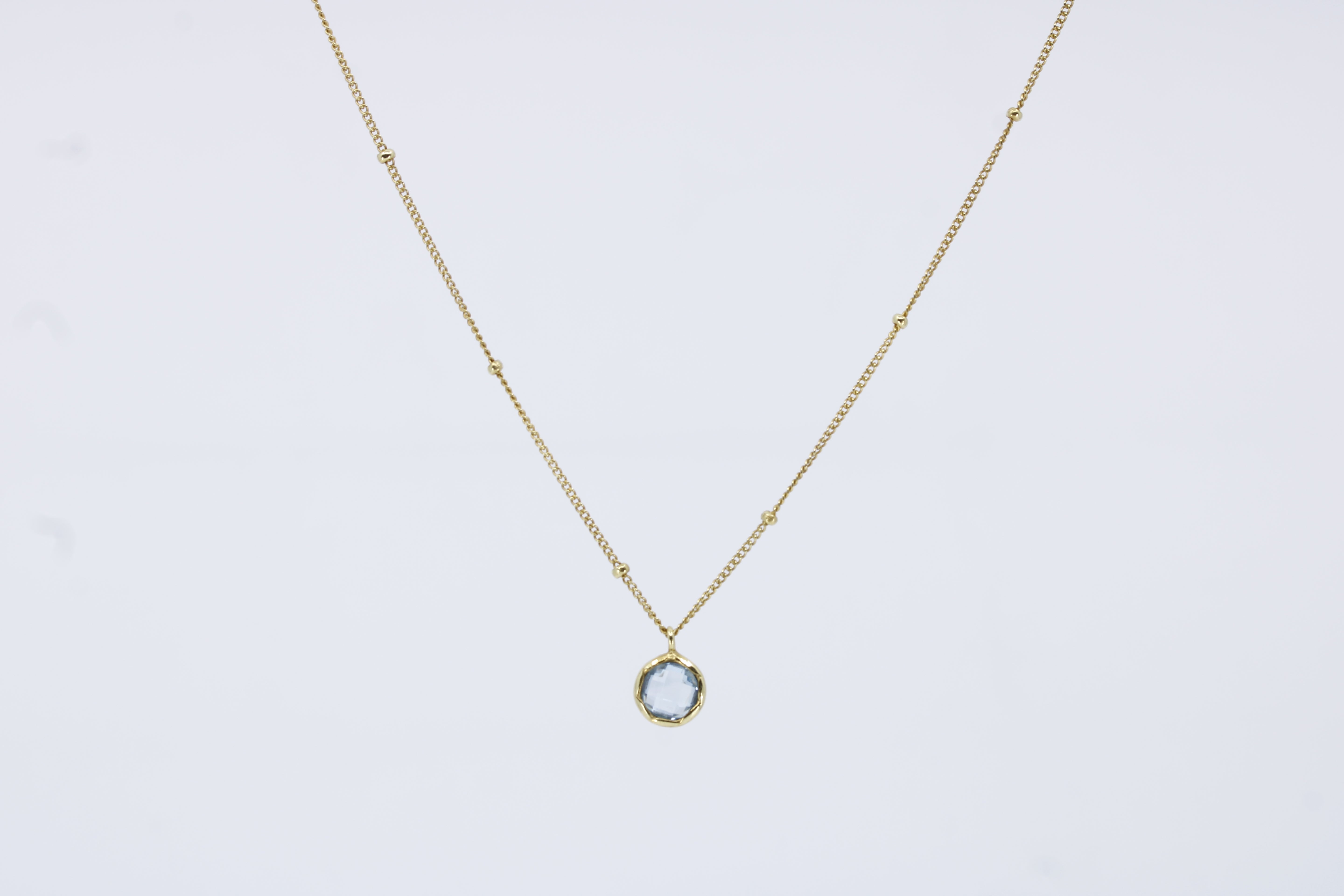 Luce Bezel Pendant Necklace with Blue Topaz