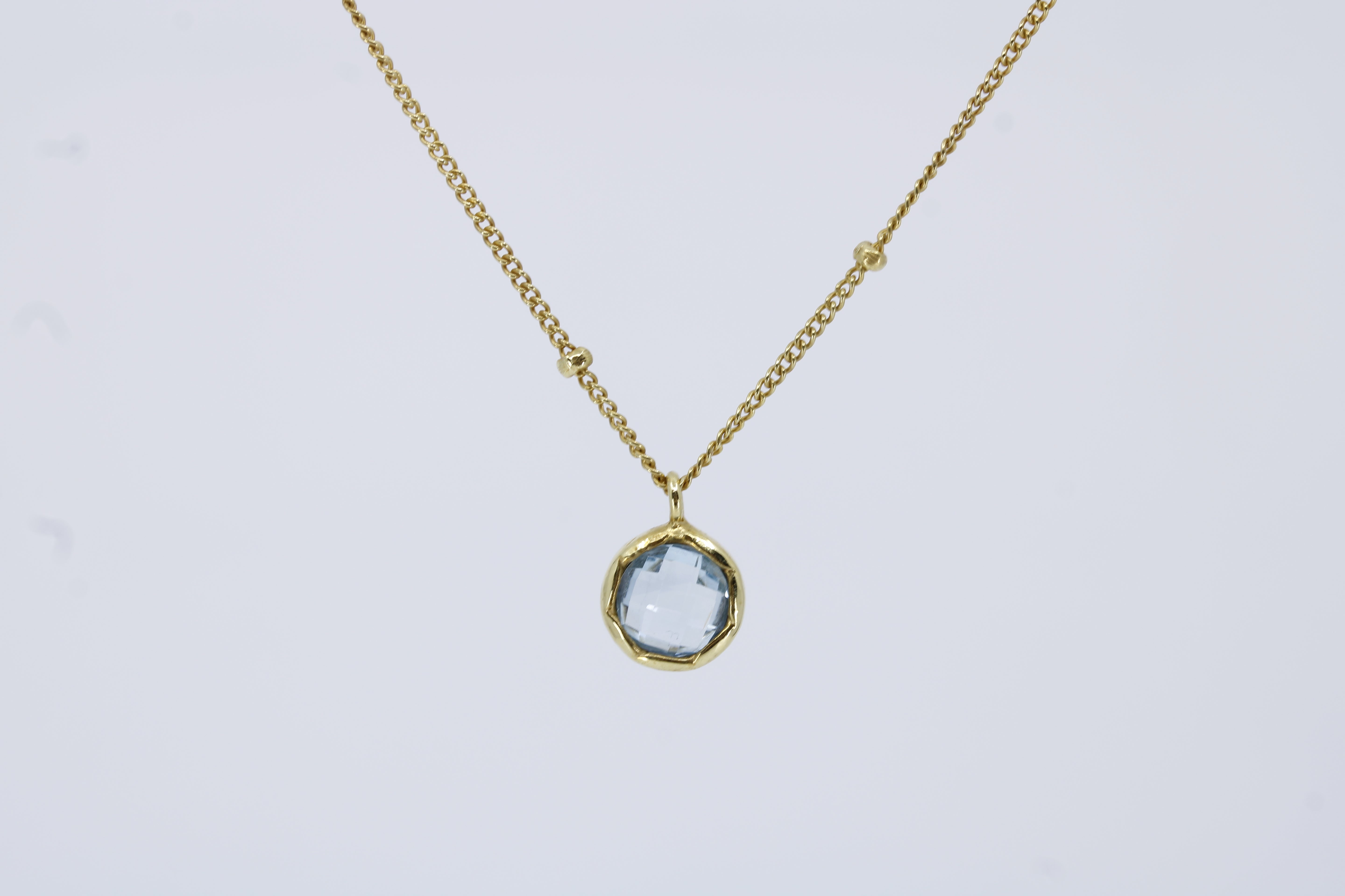 Luce Bezel Pendant Necklace with Blue Topaz