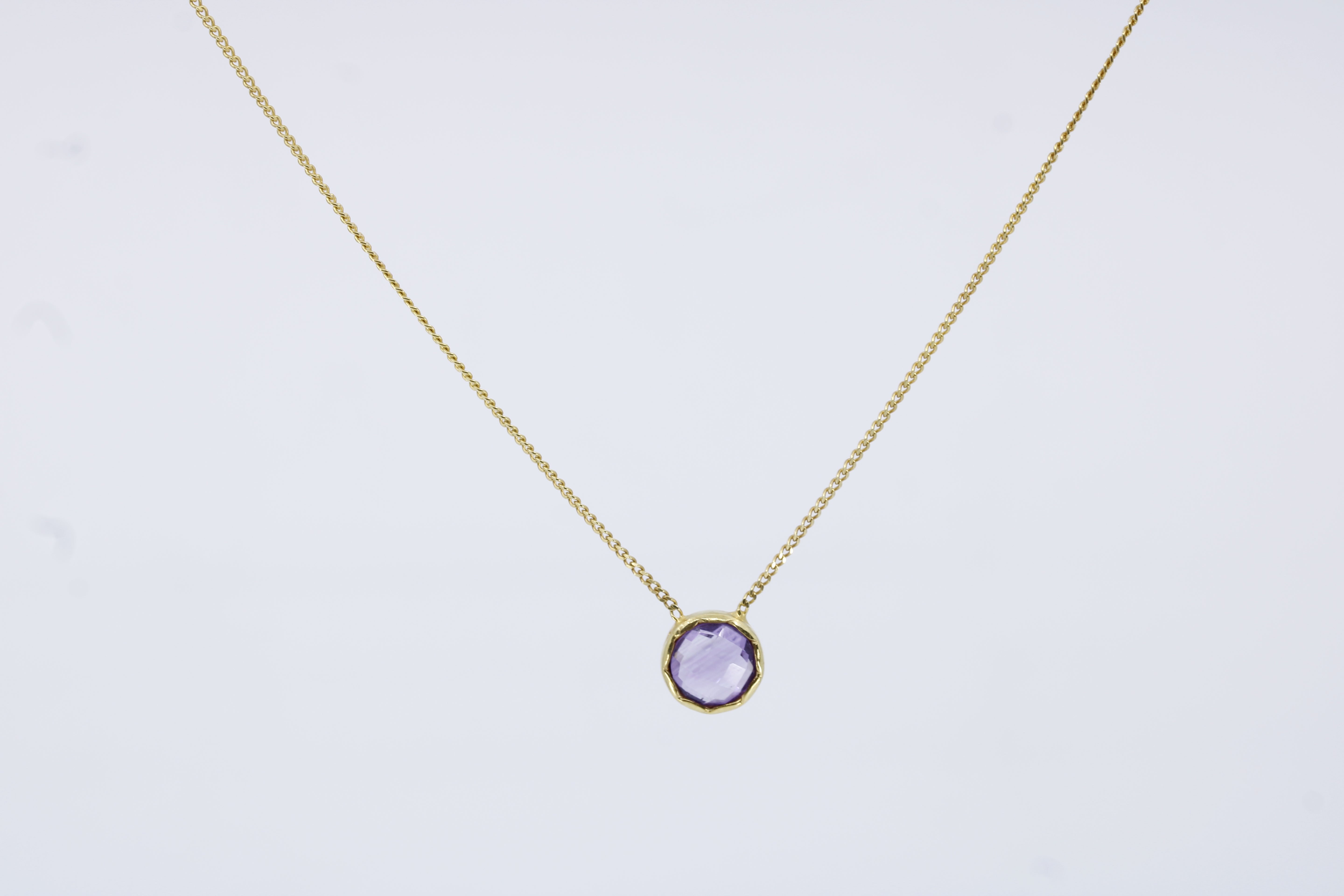 Luce Bezel Pendant Necklace with Amethyst
