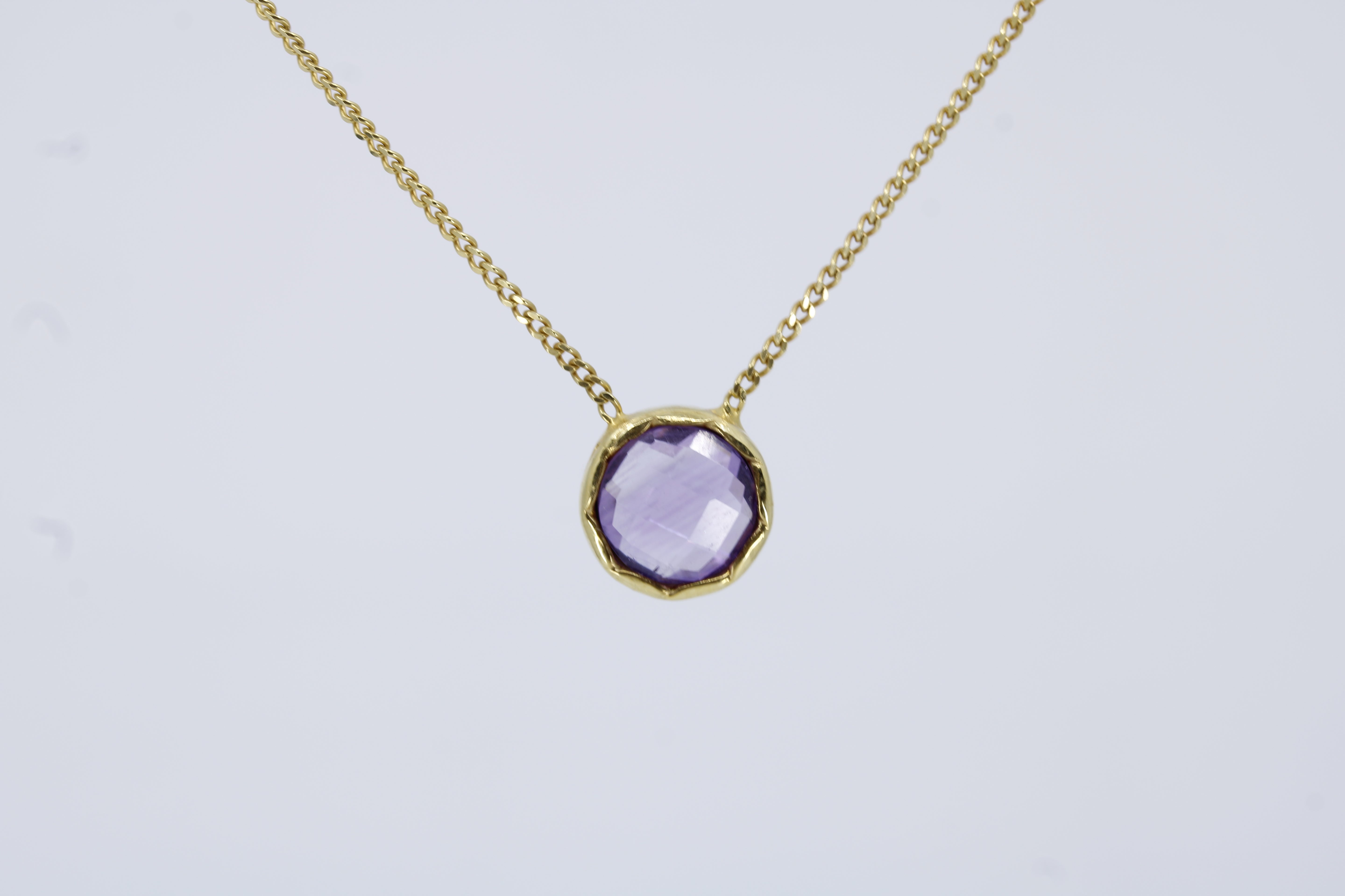 Luce Bezel Pendant Necklace with Amethyst