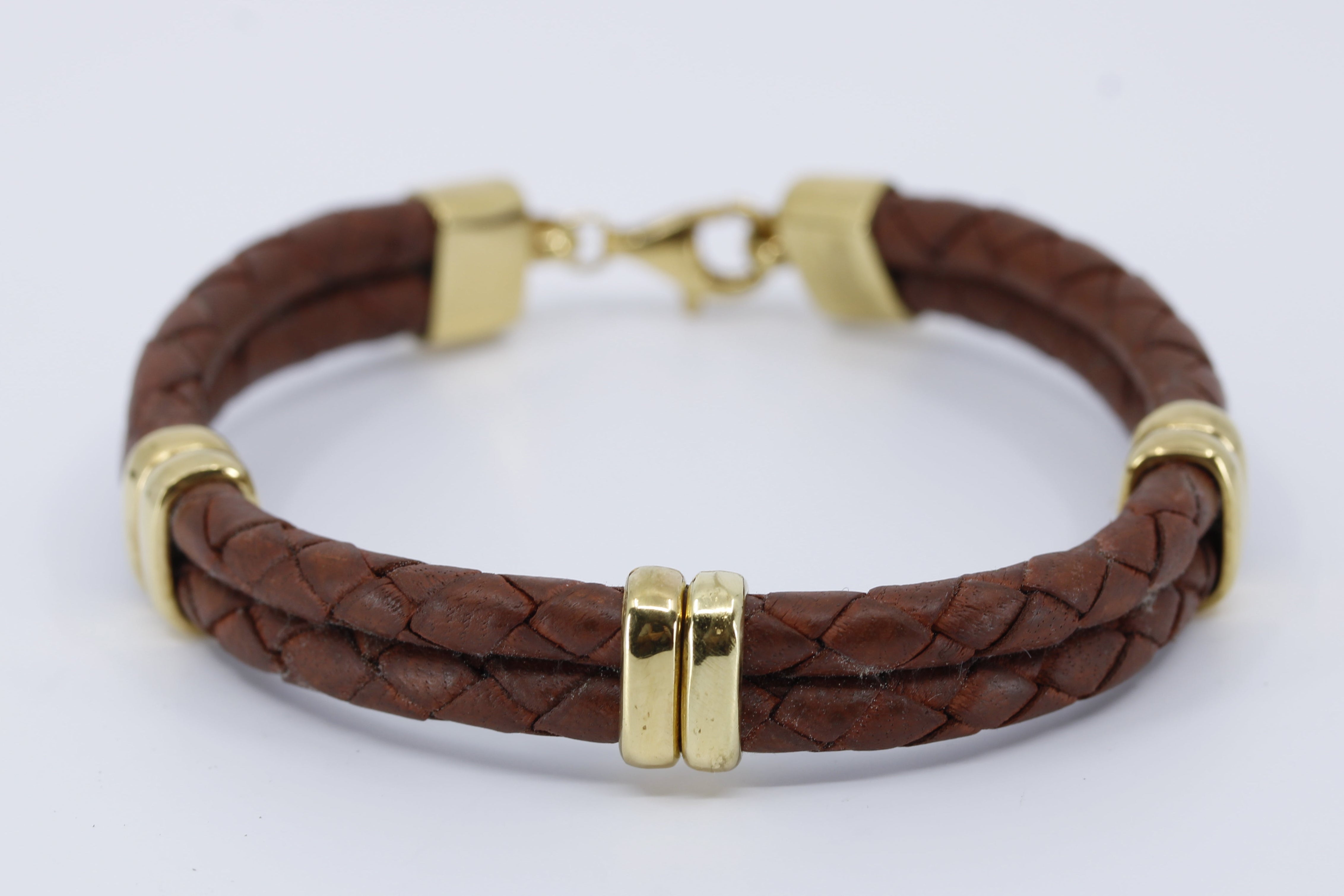 NOVA Braided Leather Bracelet with 18K Gold Vermeil Accent