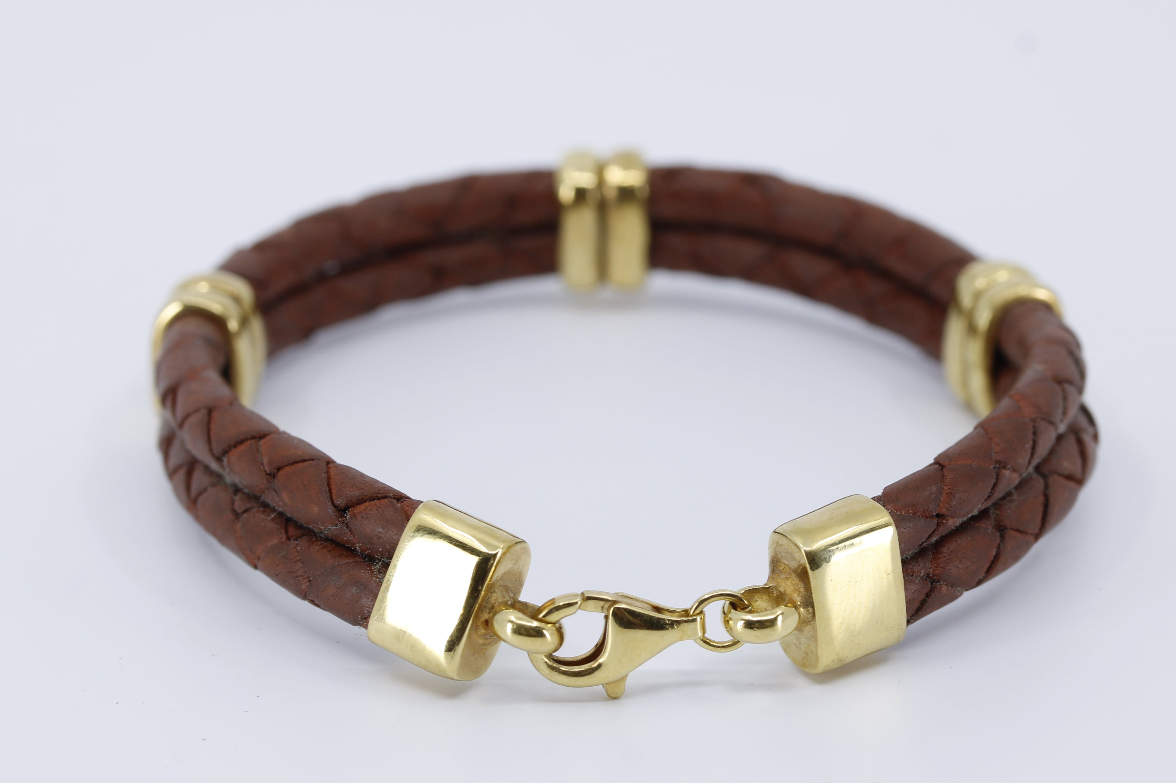 NOVA Braided Leather Bracelet with 18K Gold Vermeil Accent