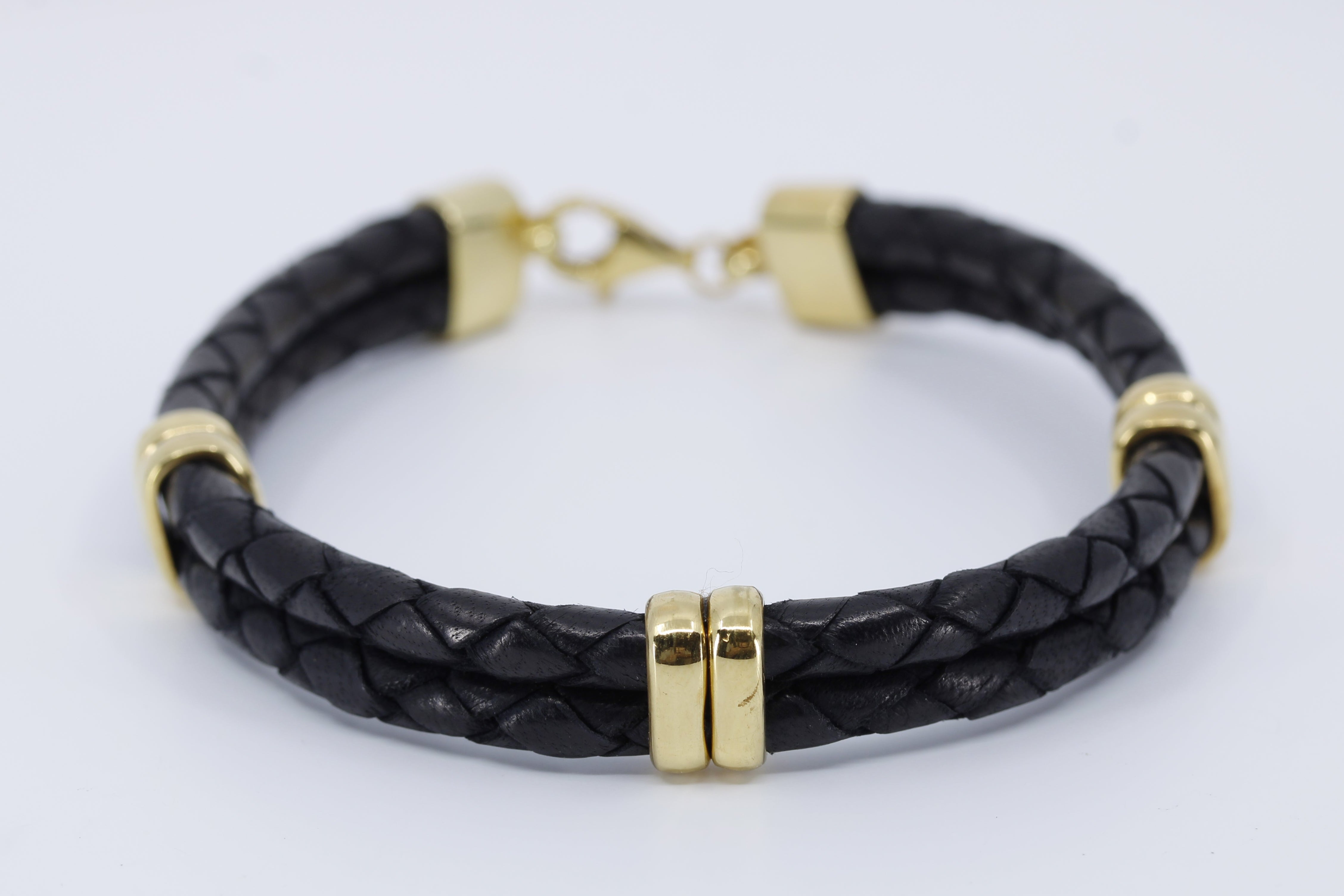 NOVA Braided Leather Bracelet with 18K Gold Vermeil Accent
