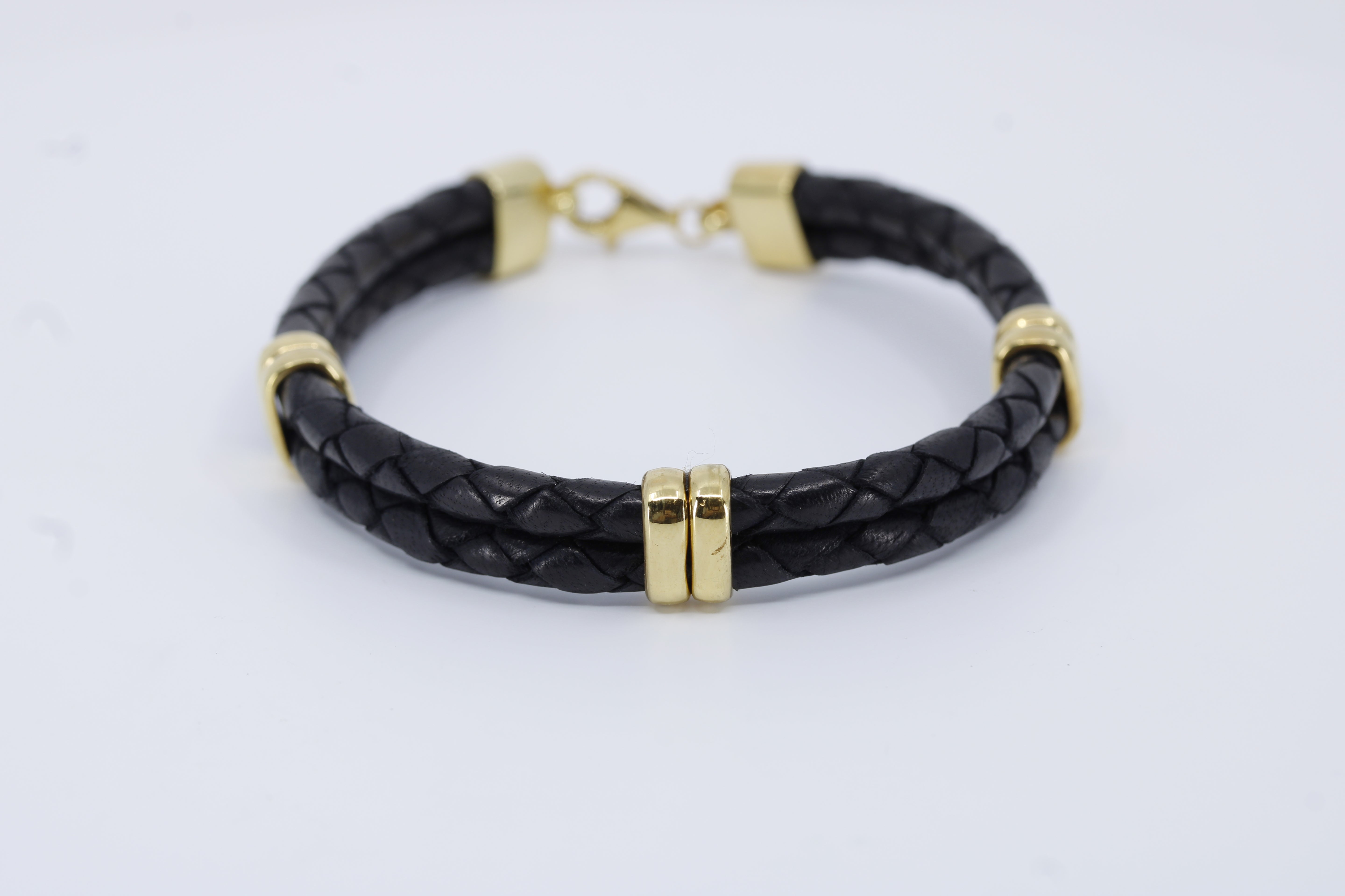 Braided Leather Bracelet with 18K Gold Vermeil Accent