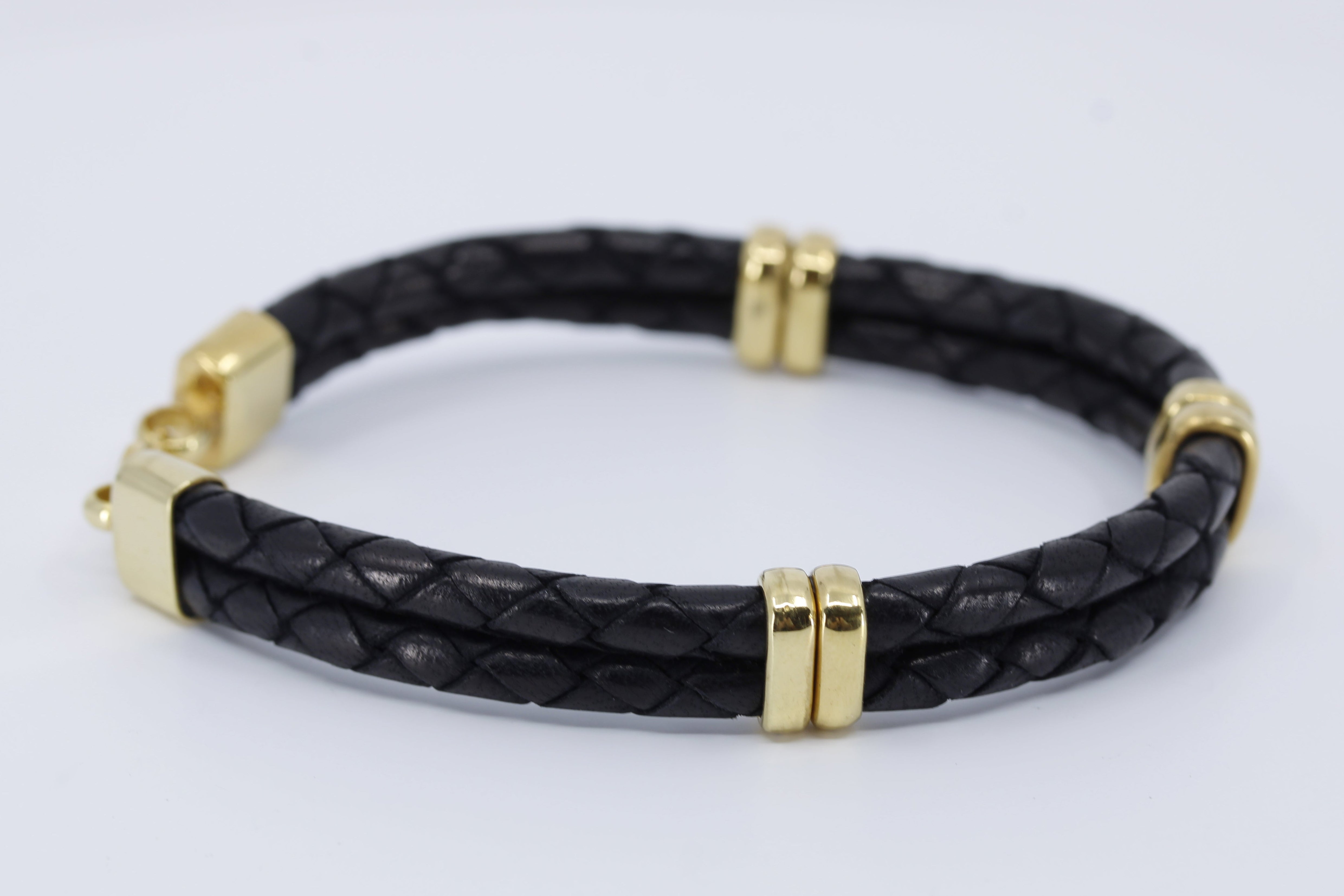NOVA Braided Leather Bracelet with 18K Gold Vermeil Accent