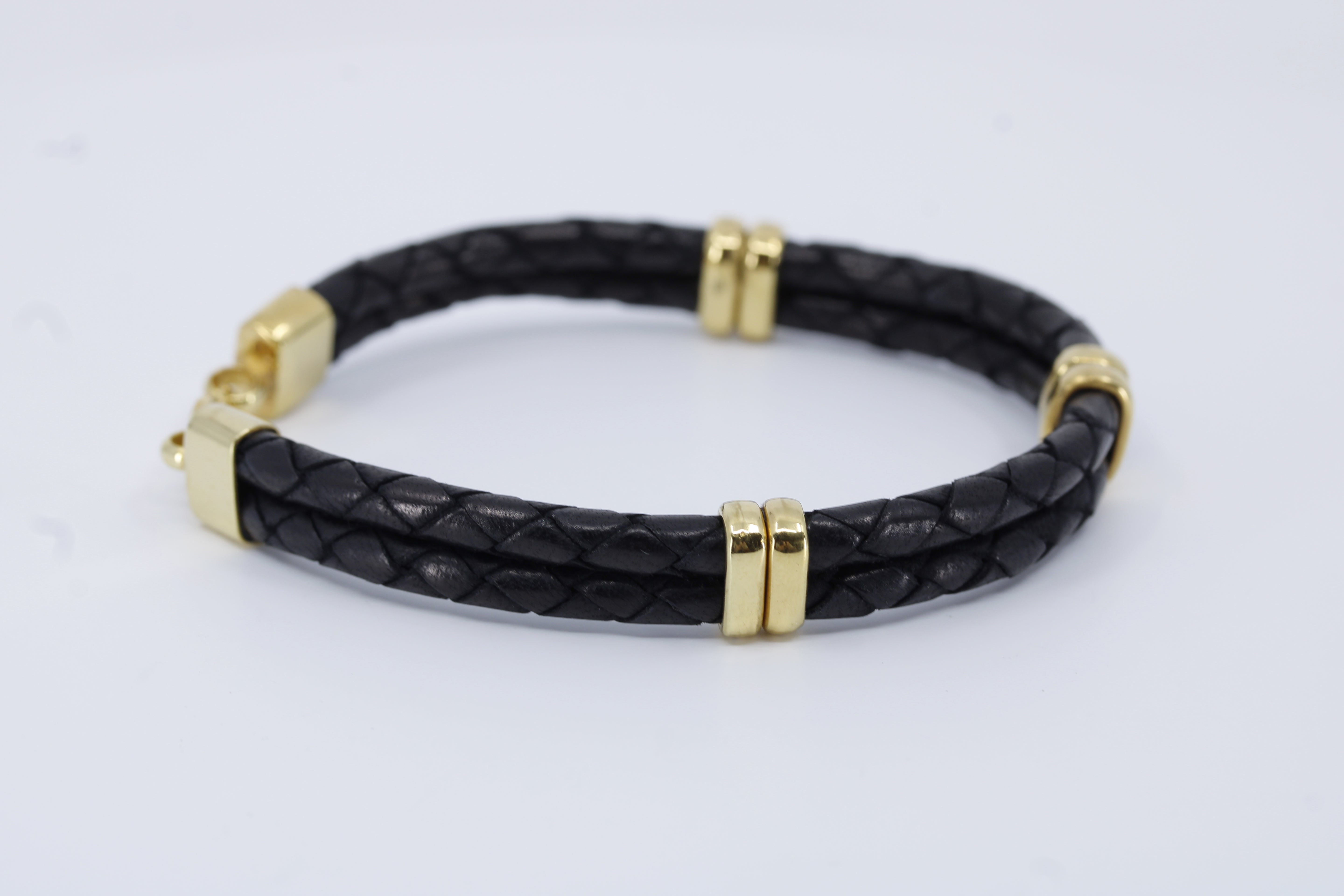 Braided Leather Bracelet with 18K Gold Vermeil Accent